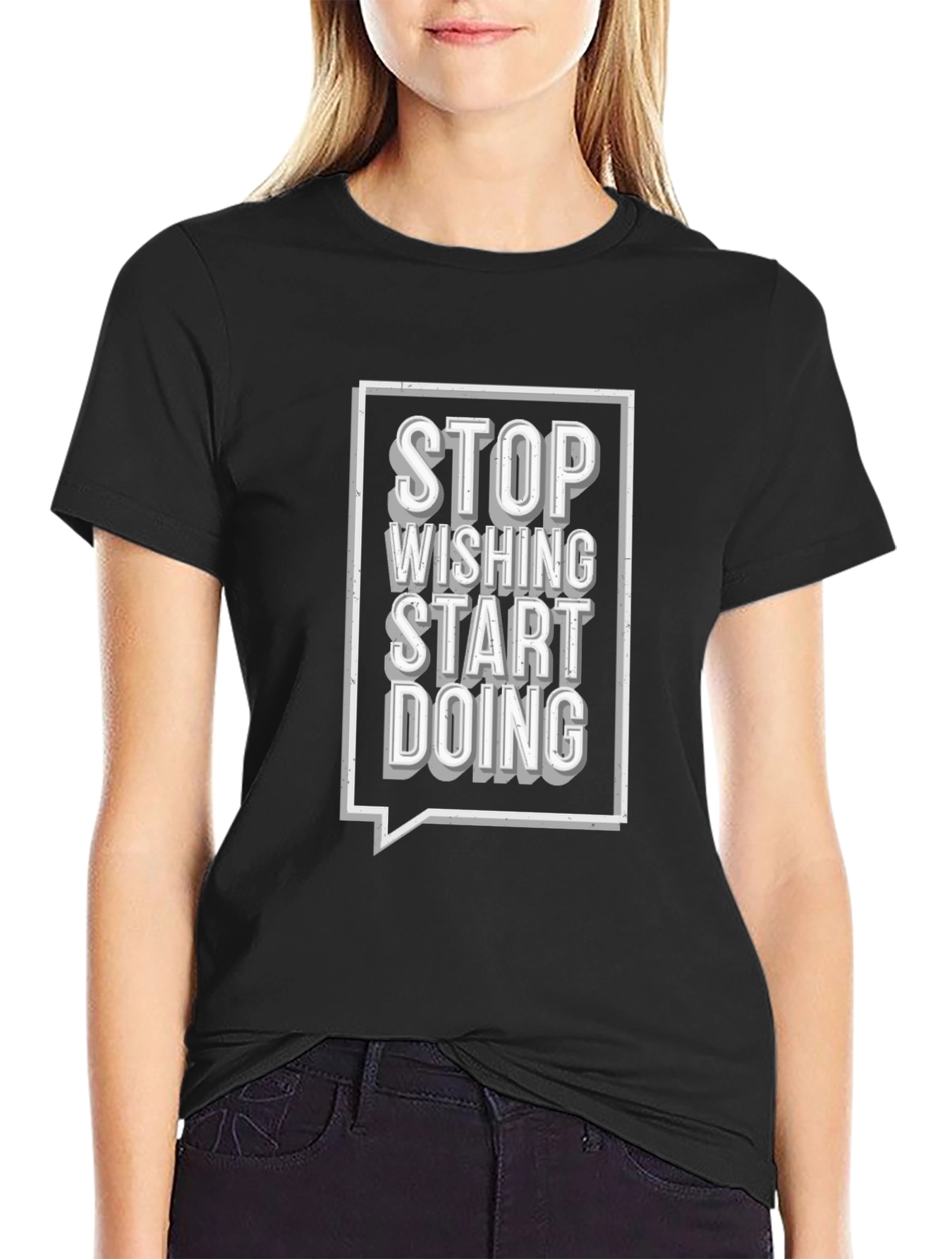 Motivational Graphic Tee - Stop Wishing Start Doing
