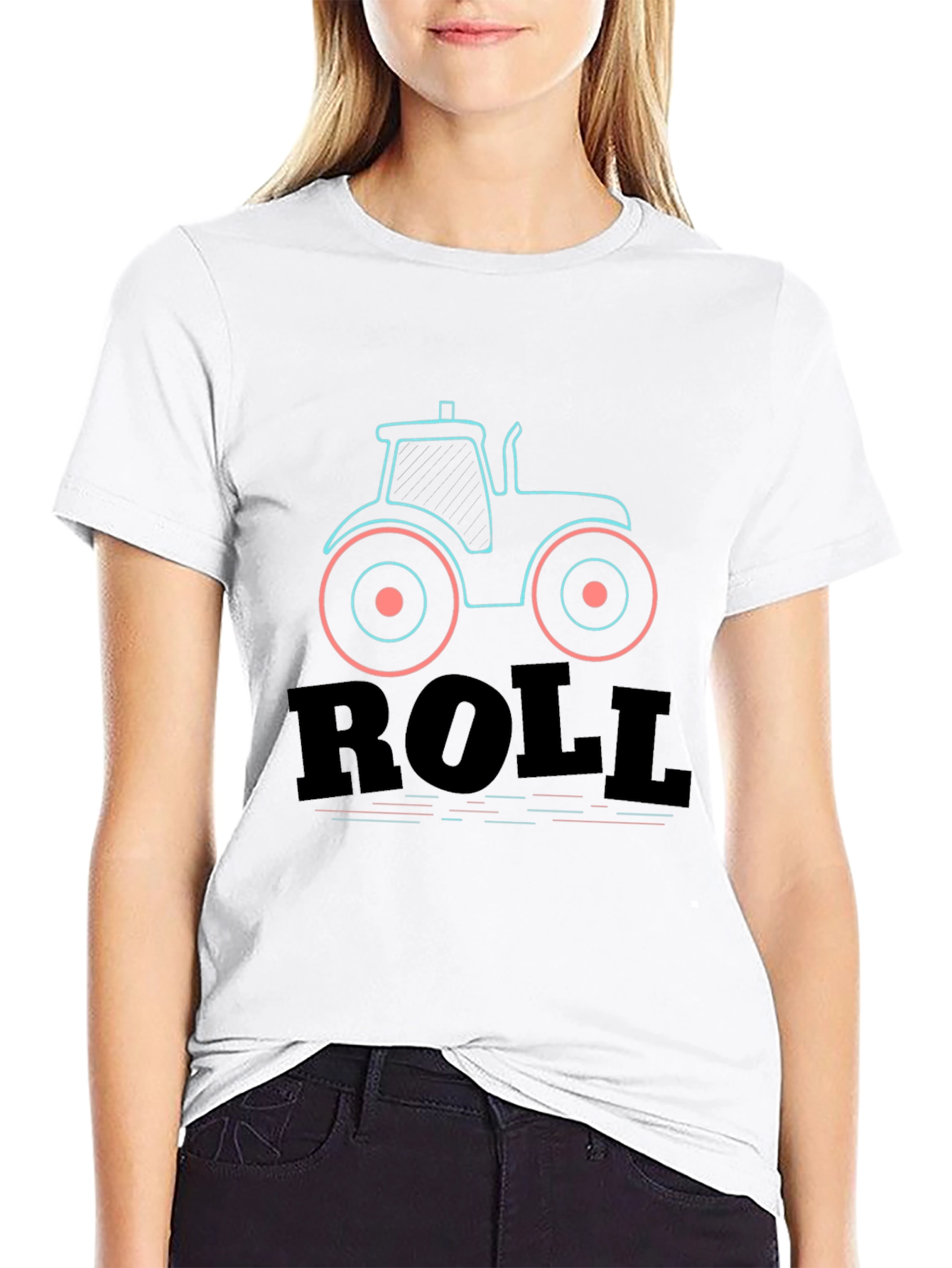 Tractor Roll Graphic Tee - Black Cotton Blend