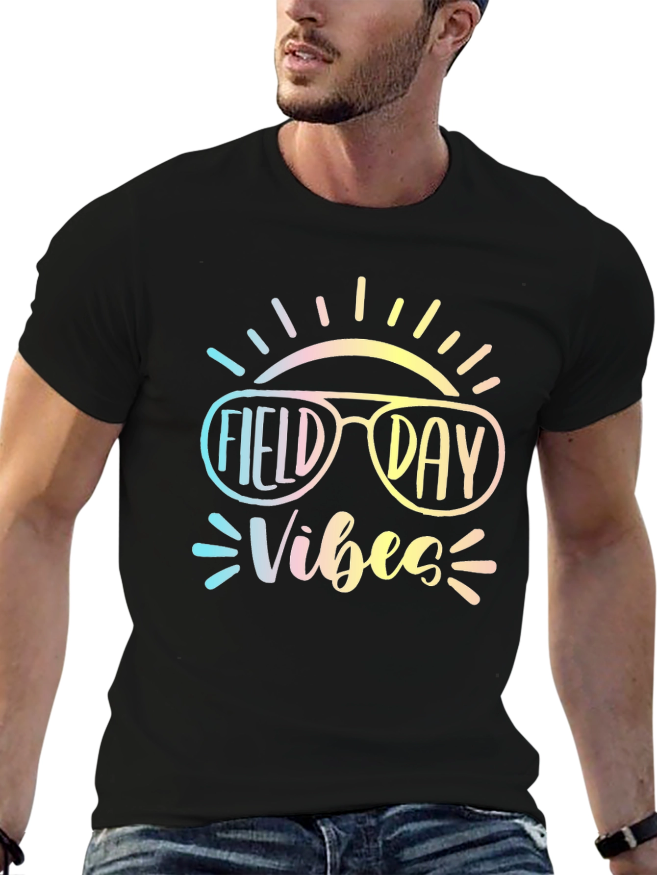 Field Day Vibes Black T-Shirt Fun Design