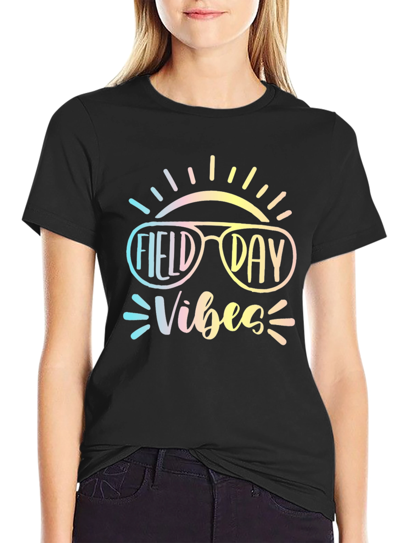 Field Day Vibes Black T-Shirt Fun Design