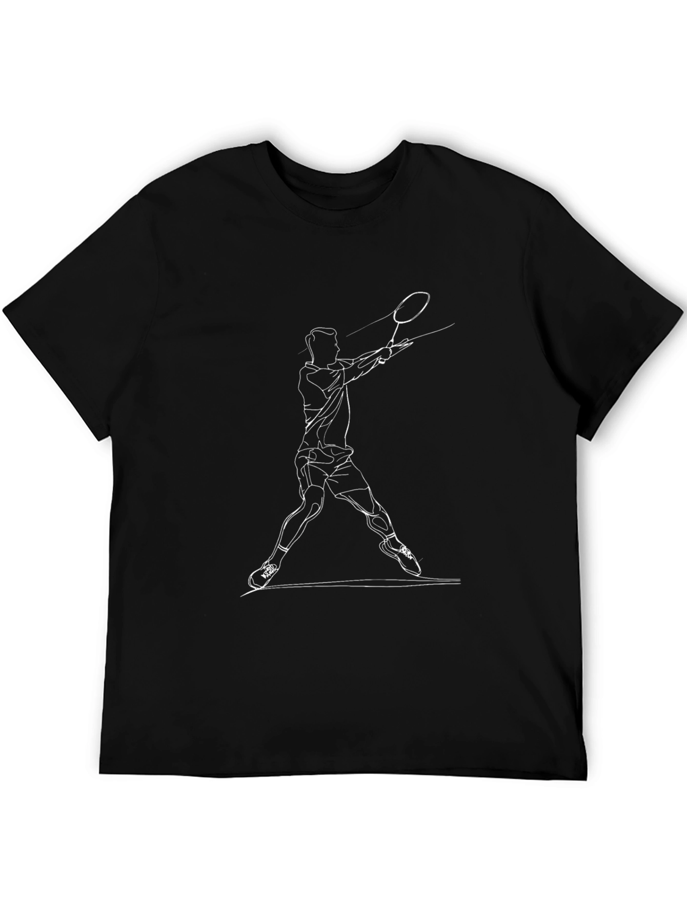 Badminton Player Graphic T-Shirt - Black