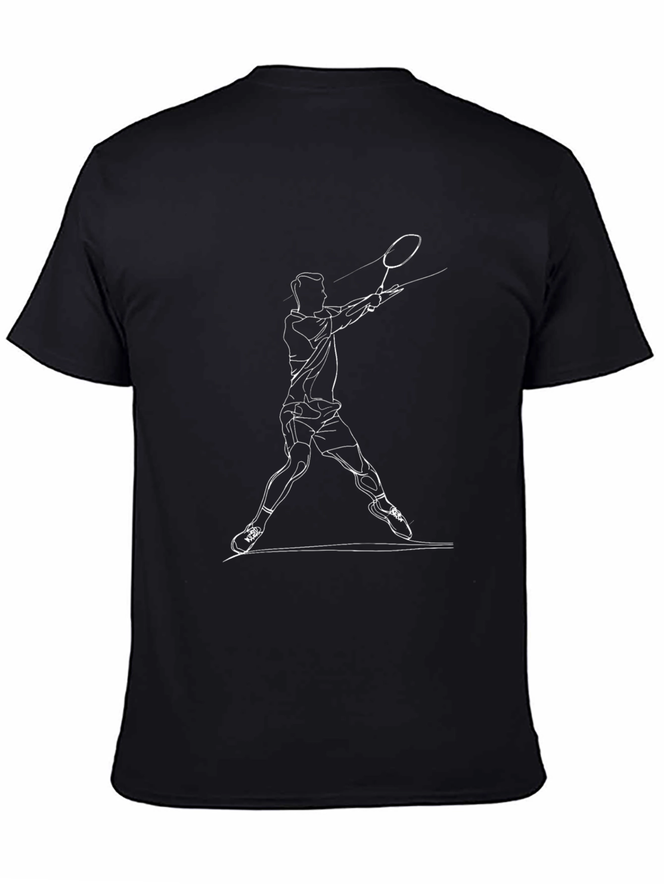 Badminton Player Graphic T-Shirt - Black