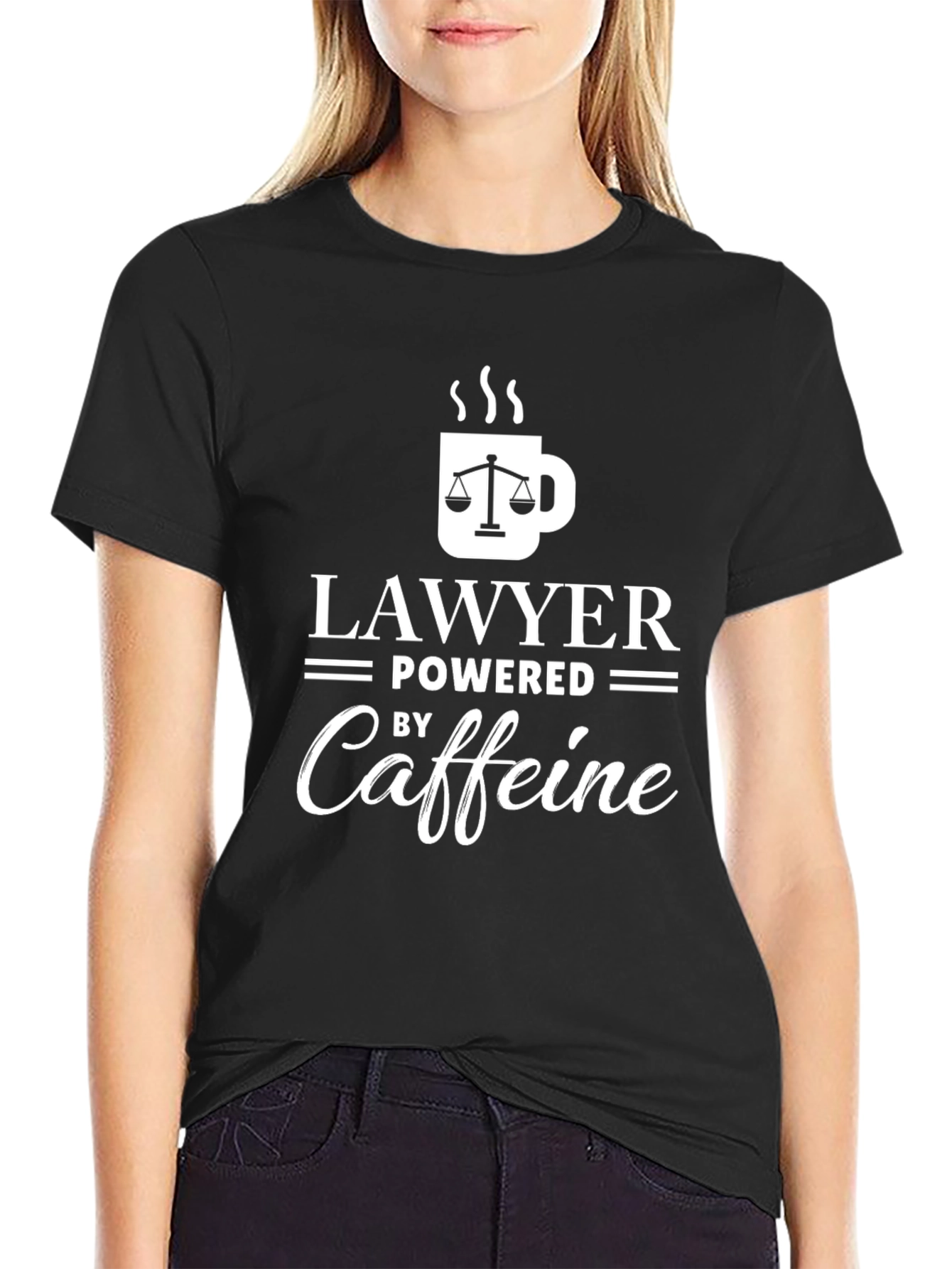 Lawyer Powered by Caffeine T-Shirt - Black