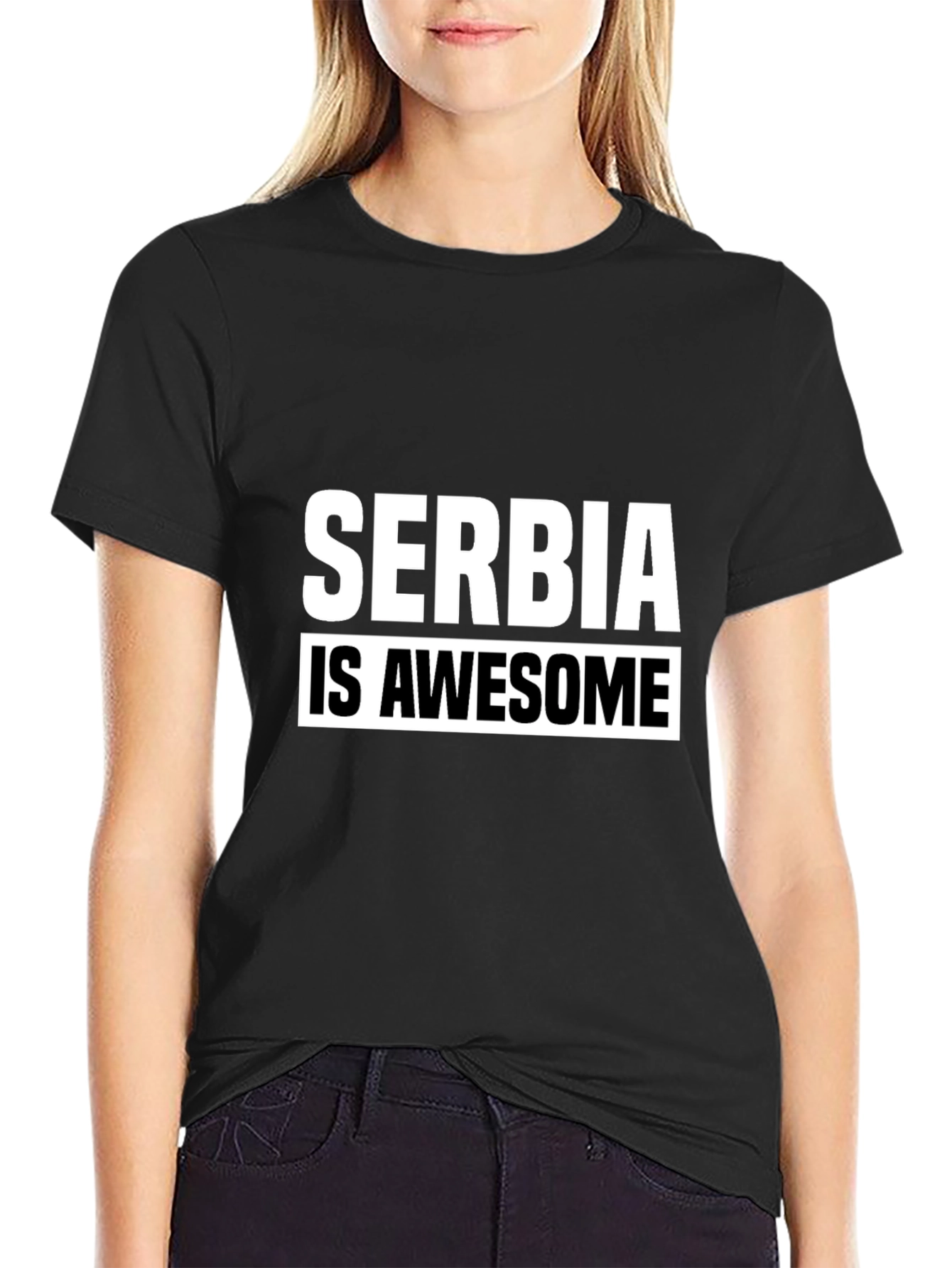 Serbia Is Awesome Graphic T-Shirt - Black
