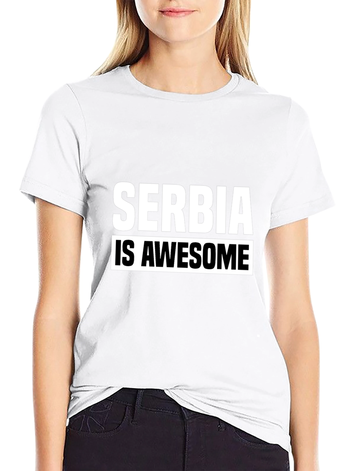 Serbia Is Awesome Graphic T-Shirt - Black