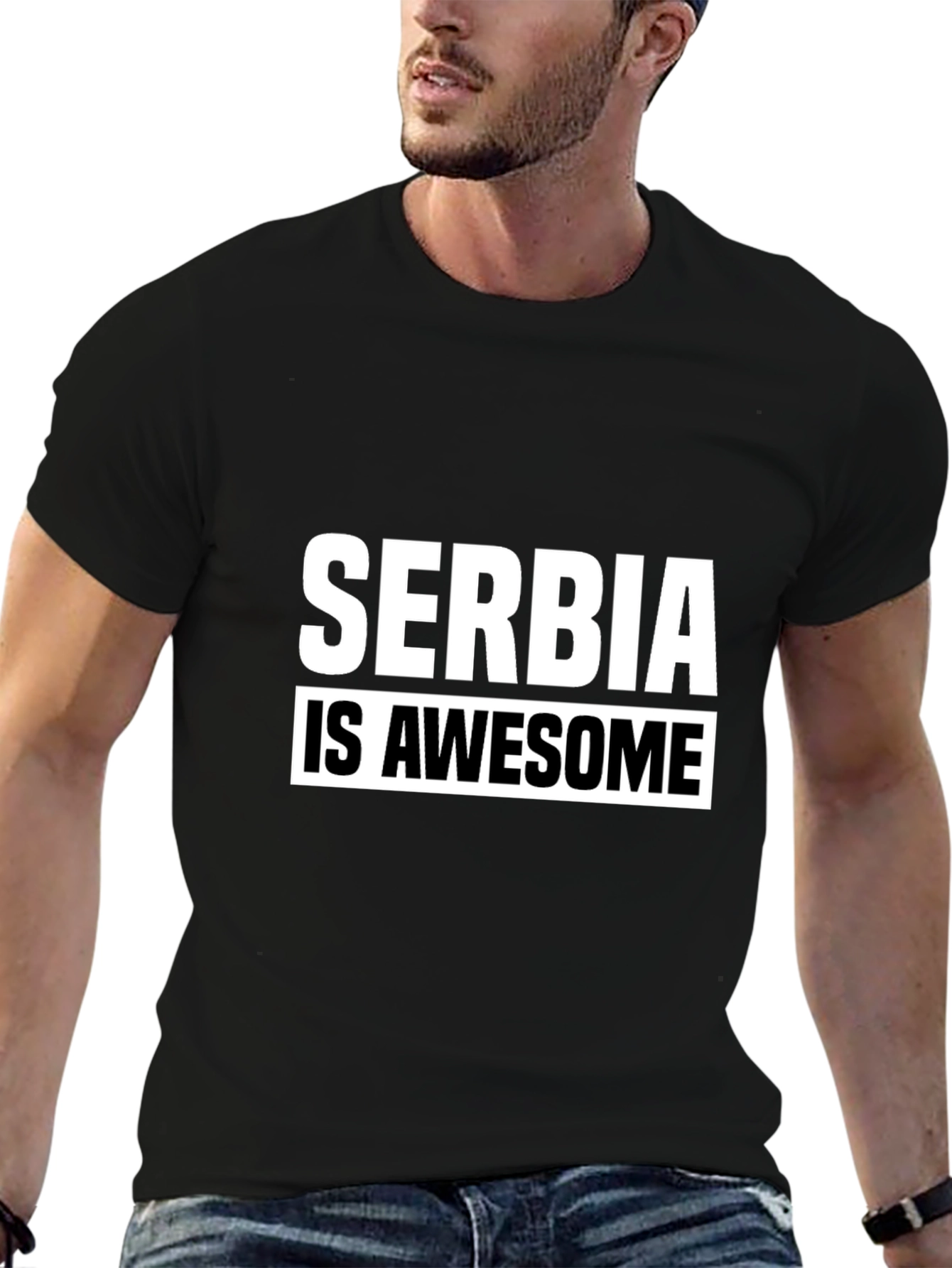 Serbia Is Awesome Graphic T-Shirt - Black