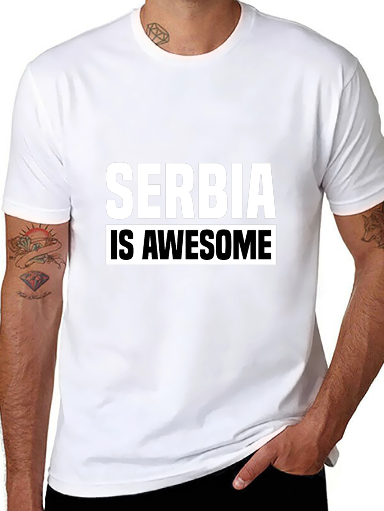 Serbia Is Awesome Graphic T-Shirt - Black