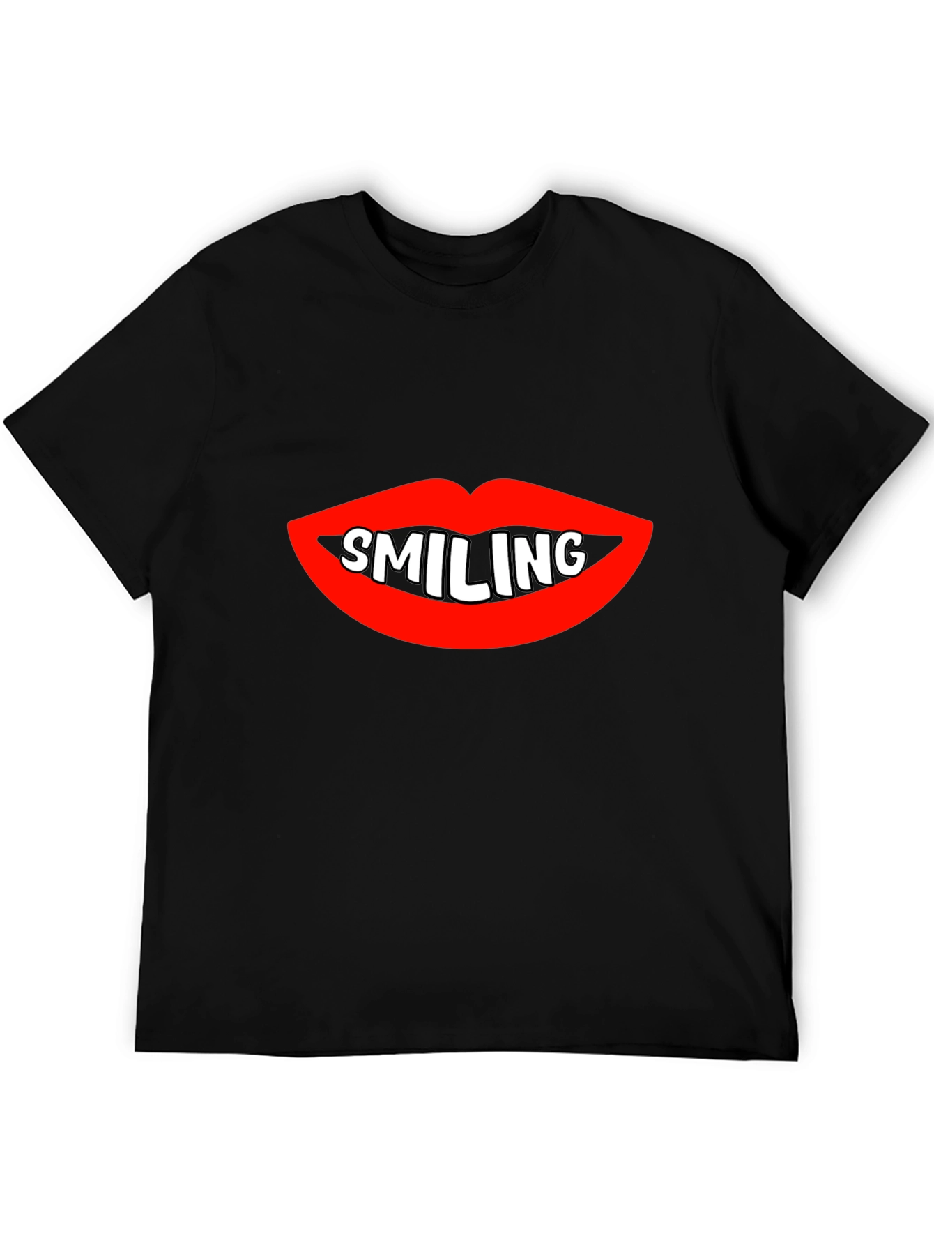 Smiling Lips Graphic Black T-Shirt