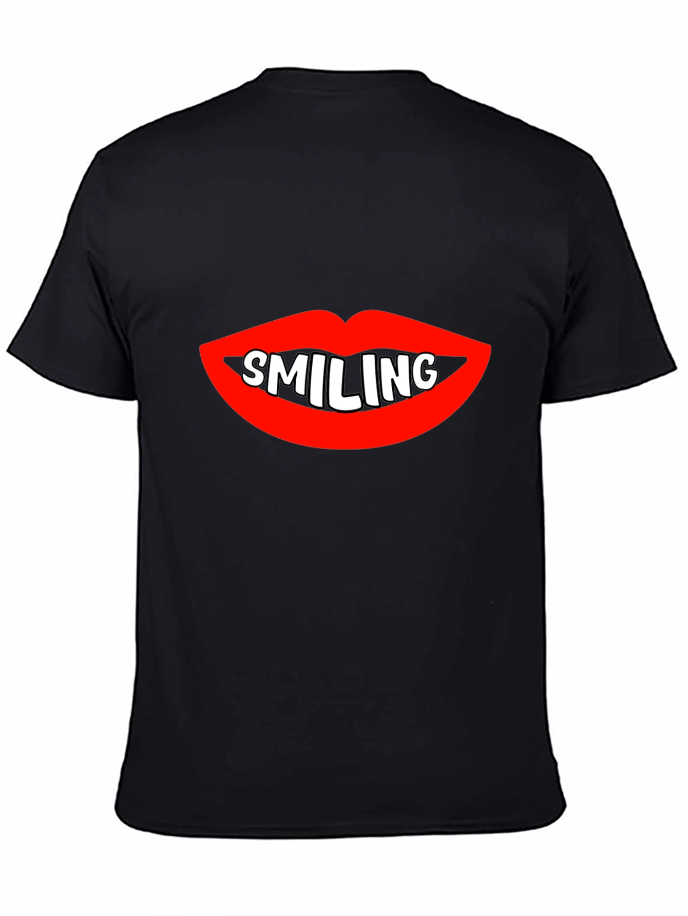 Smiling Lips Graphic Black T-Shirt