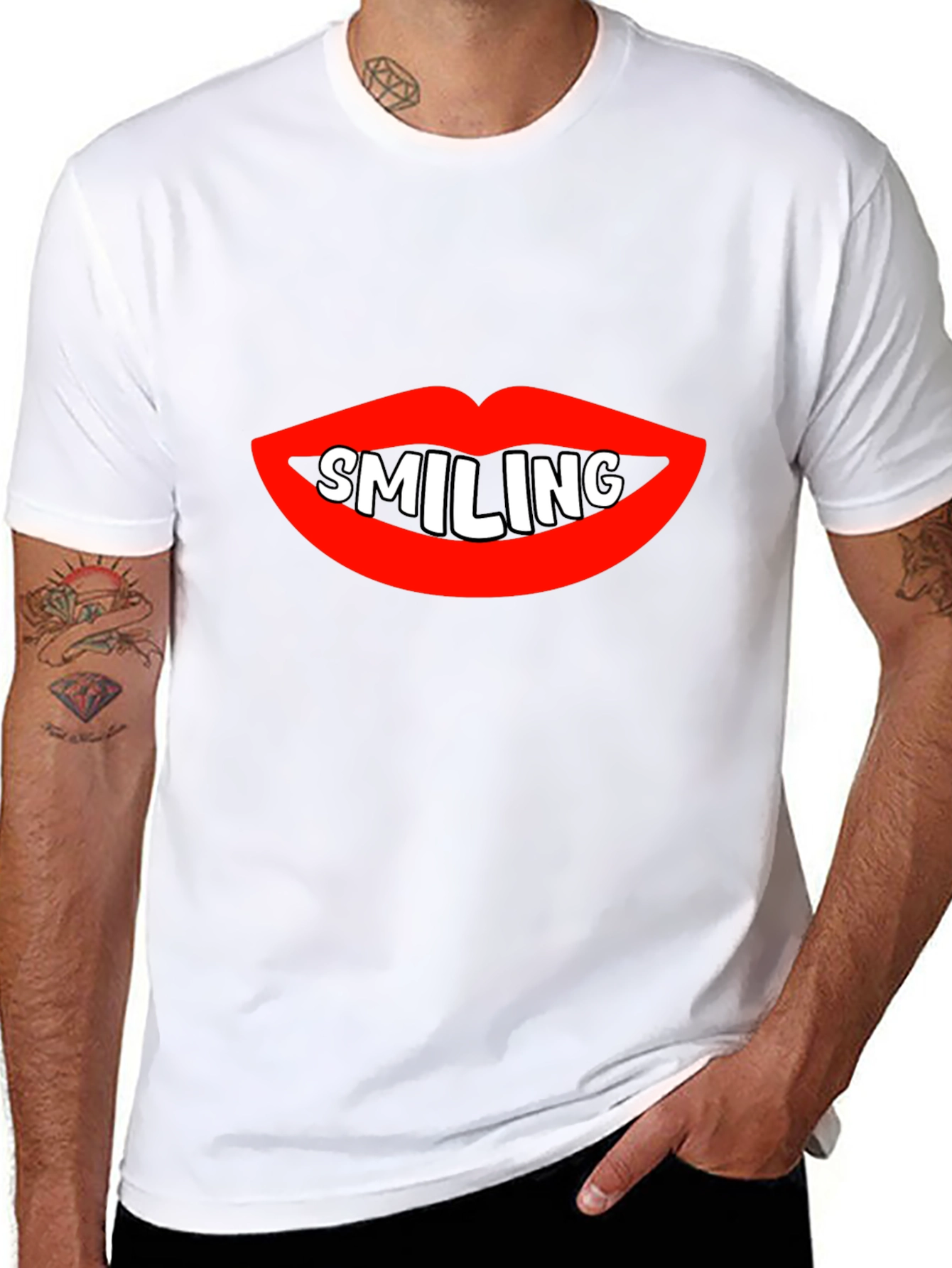 Smiling Lips Graphic Black T-Shirt