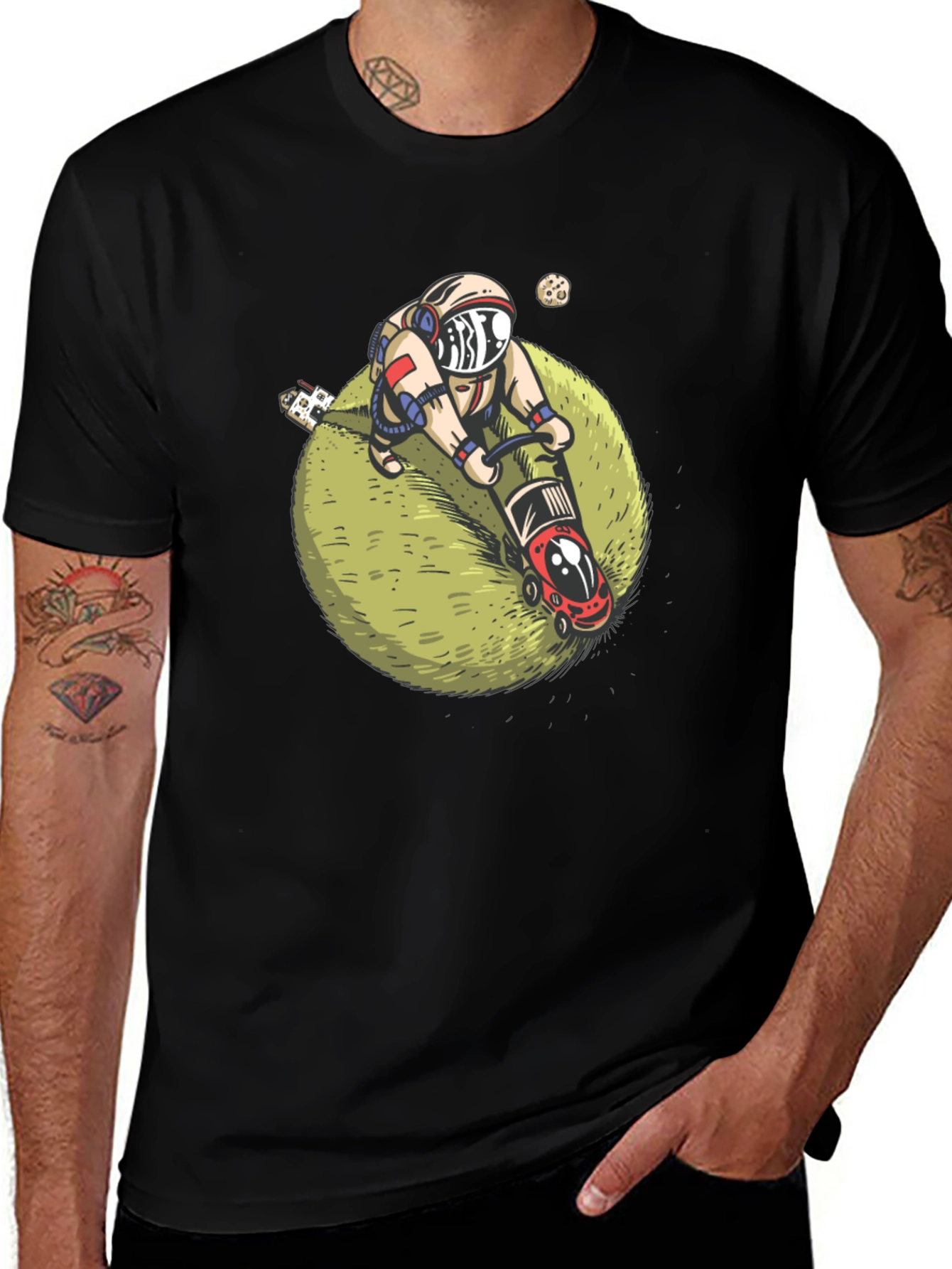 Astronaut Mowing Lawn T-Shirt - Space Humor Tee