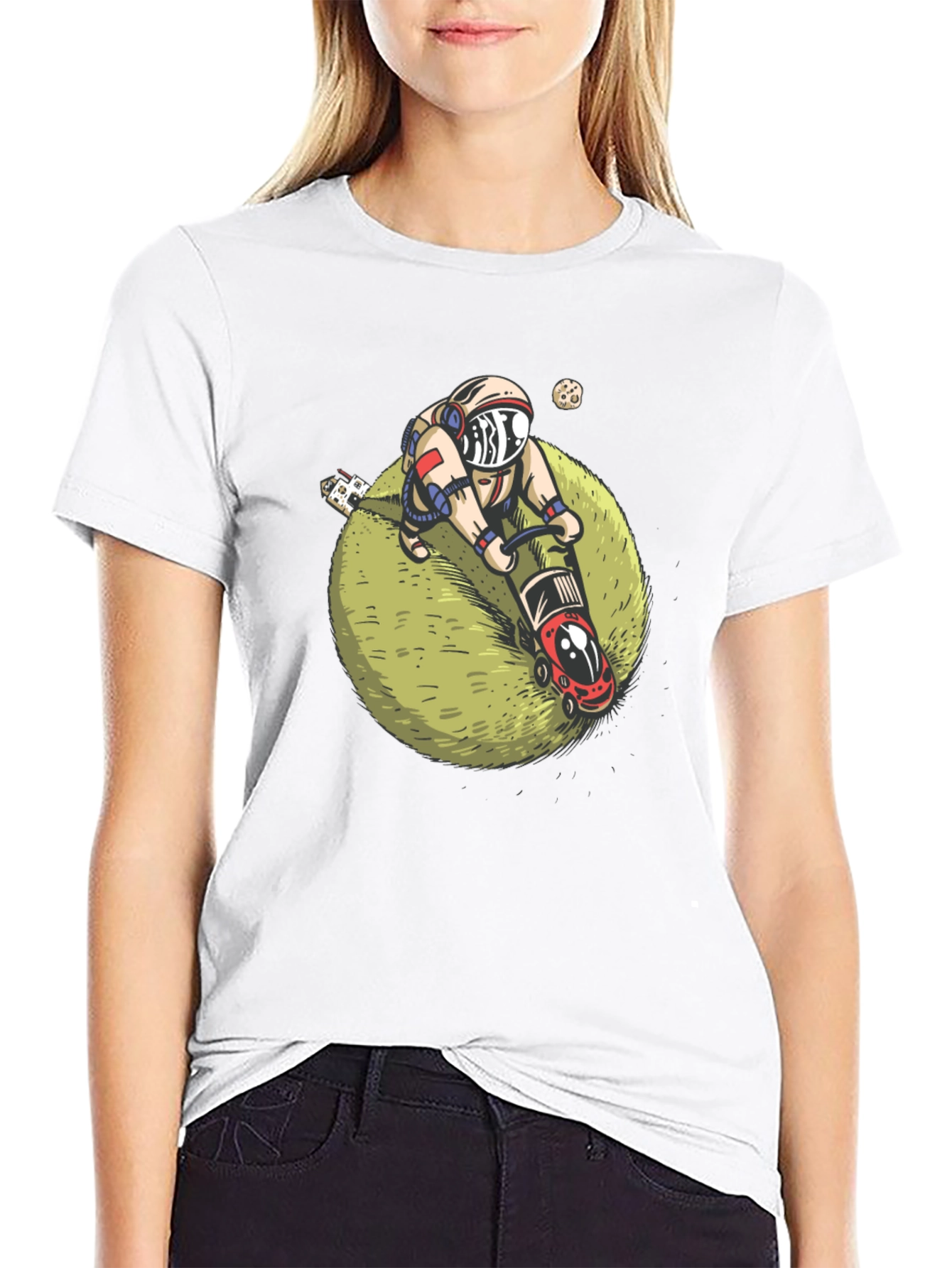 Astronaut Mowing Lawn T-Shirt - Space Humor Tee