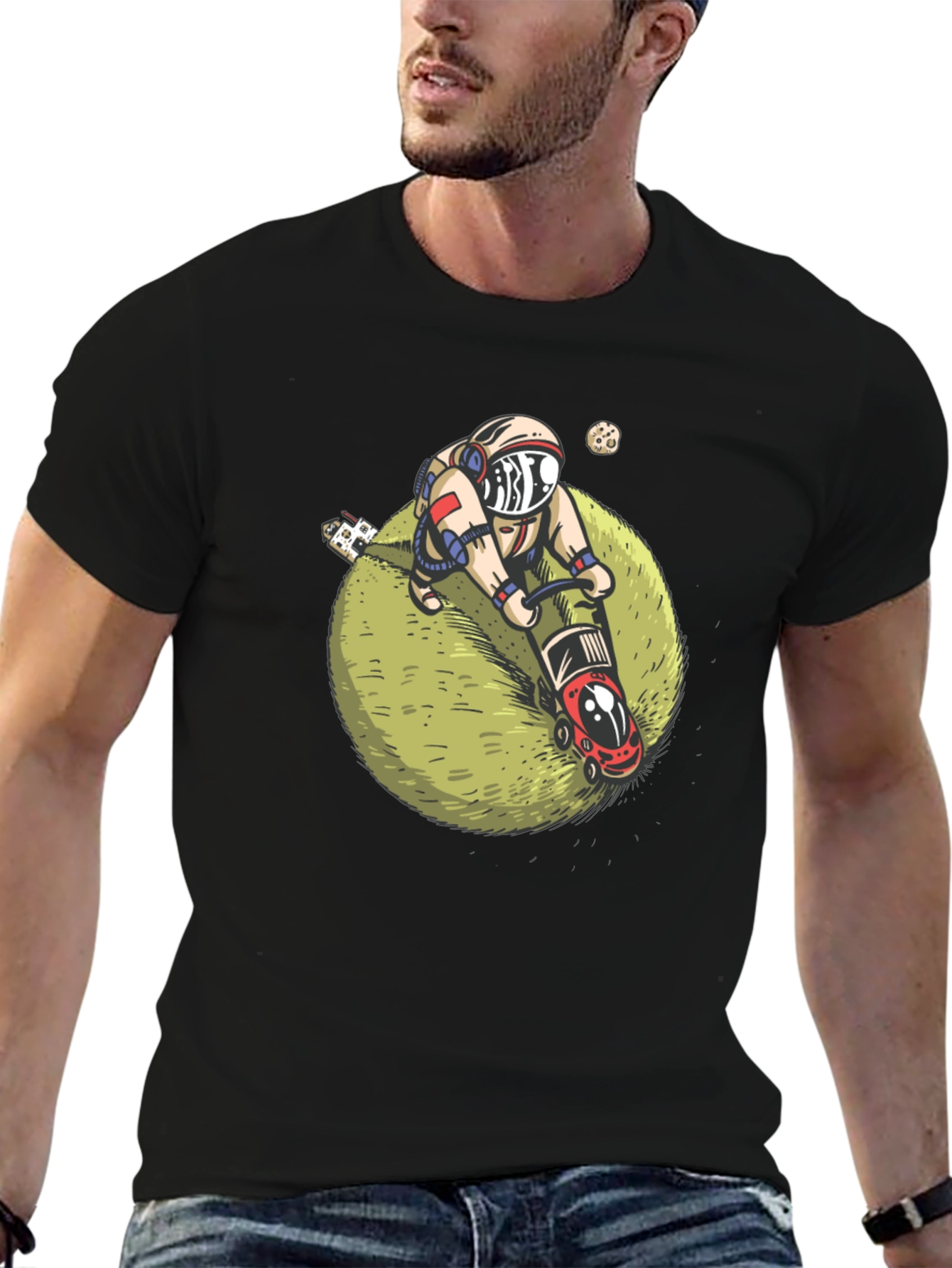 Astronaut Mowing Lawn T-Shirt - Space Humor Tee