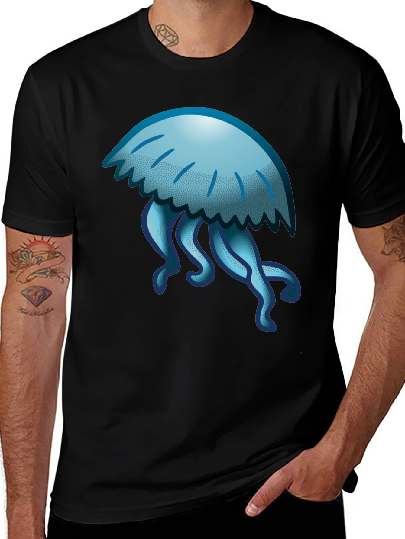 Jellyfish Graphic Tee - Casual Black T-Shirt