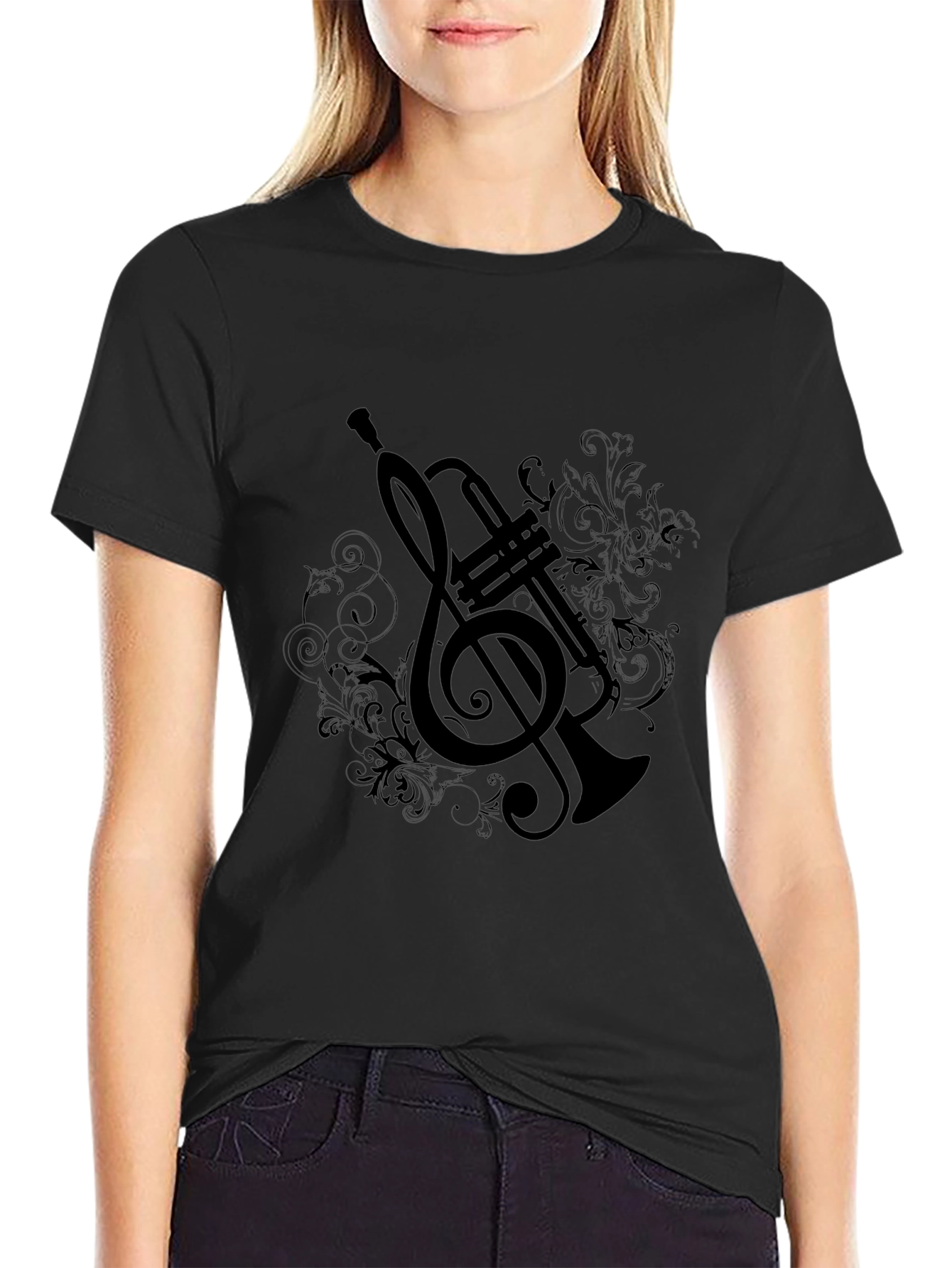 Music Themed Graphic T-Shirt - Black