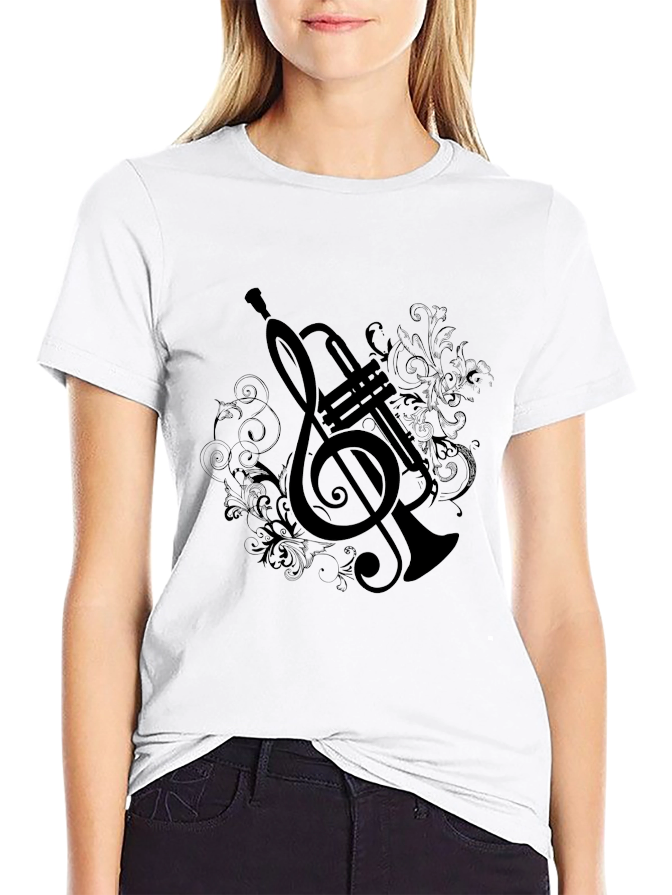 Music Themed Graphic T-Shirt - Black