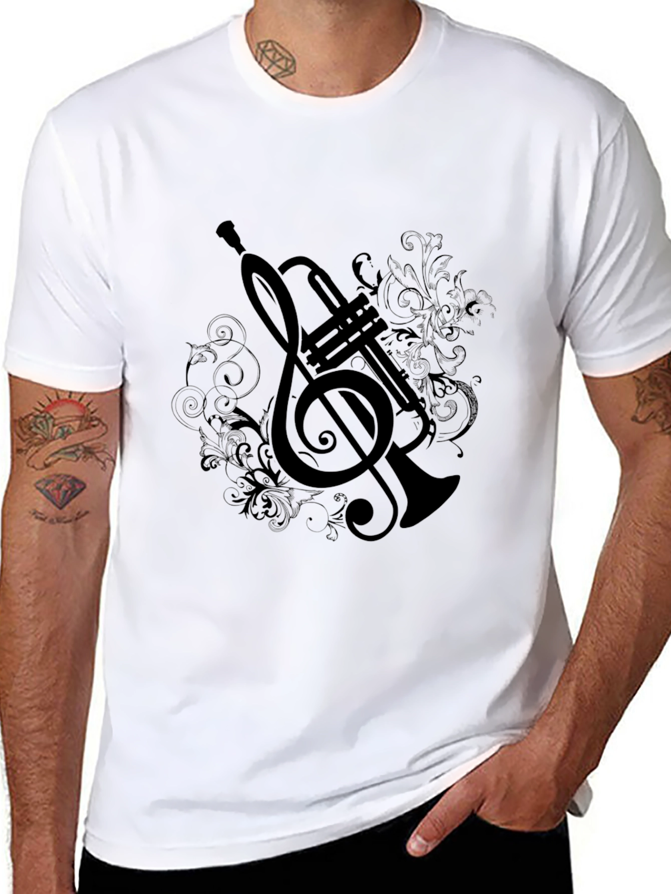 Music Themed Graphic T-Shirt - Black