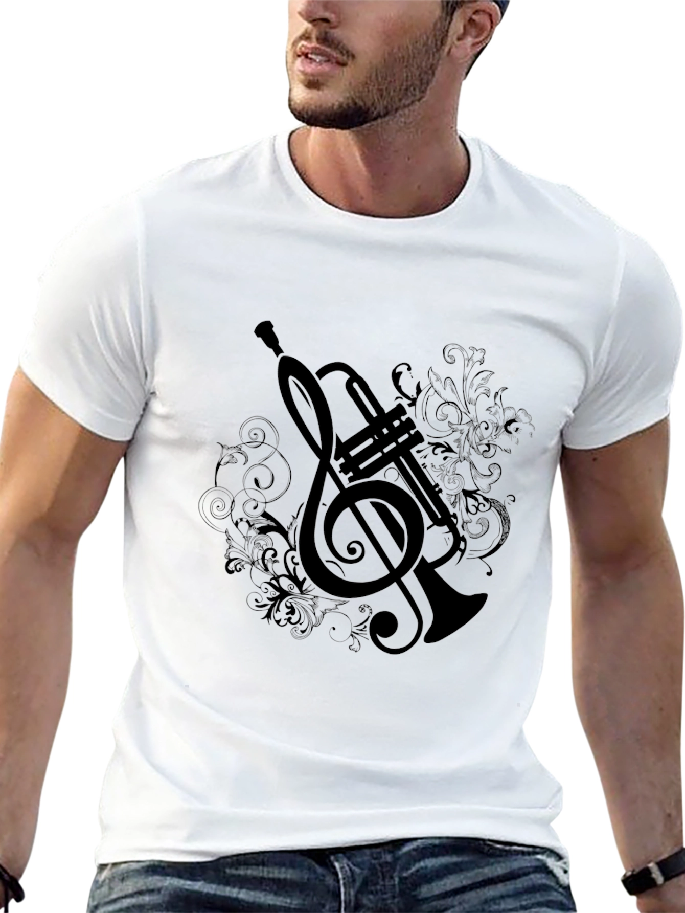 Music Themed Graphic T-Shirt - Black