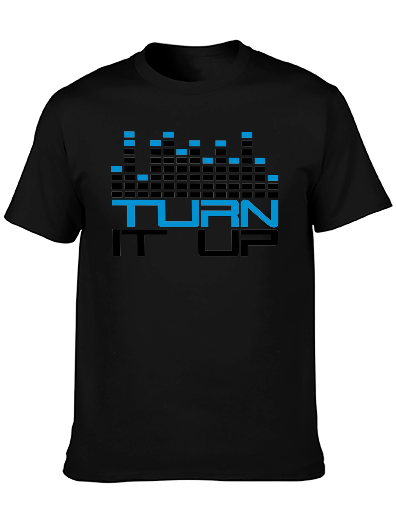 Turn It Up Graphic Tee - Black Cotton T-Shirt