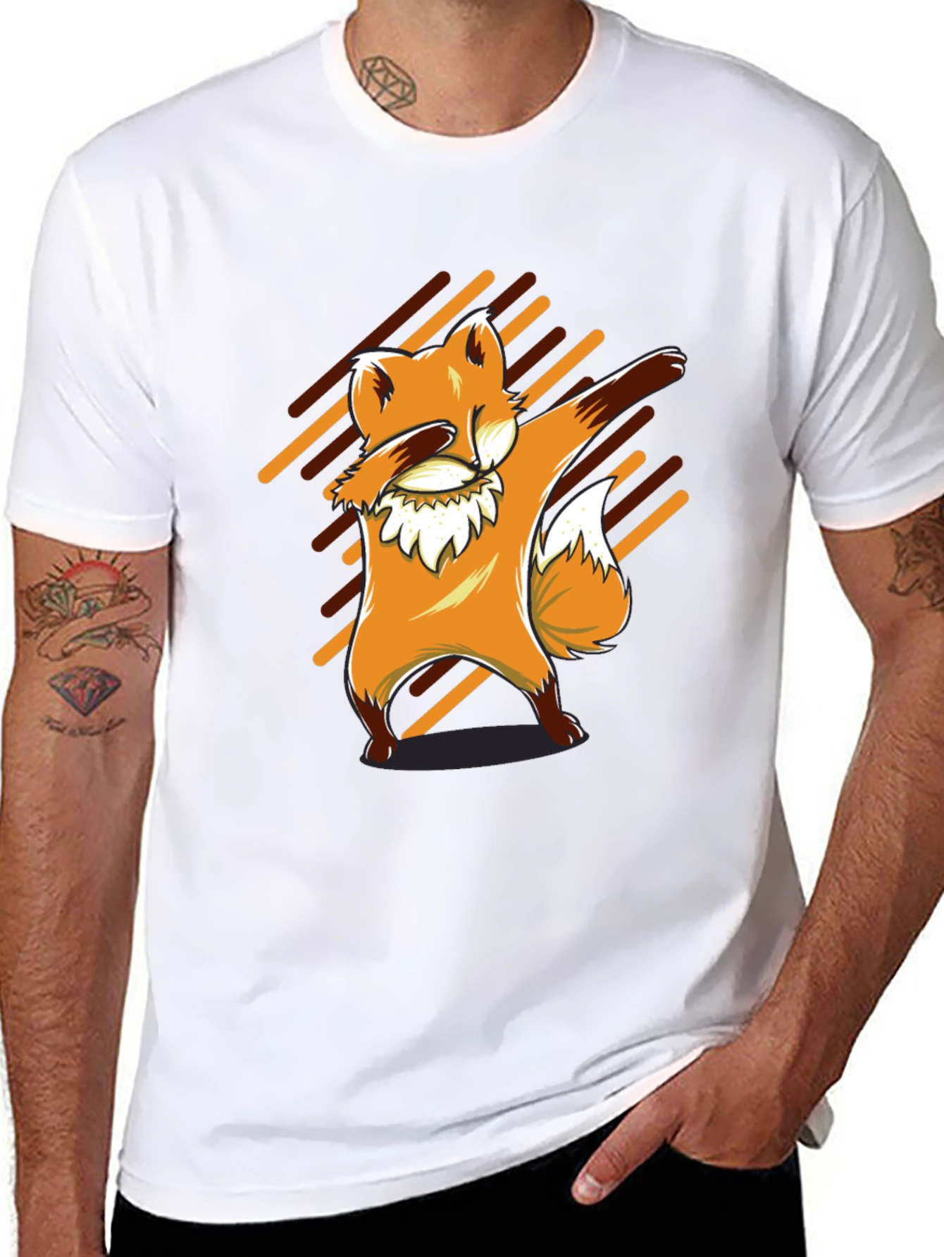 Dabbing Fox Graphic Tee - Black Cotton T-Shirt