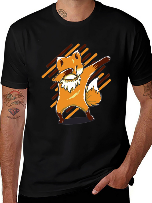 Dabbing Fox Graphic Tee - Black Cotton T-Shirt