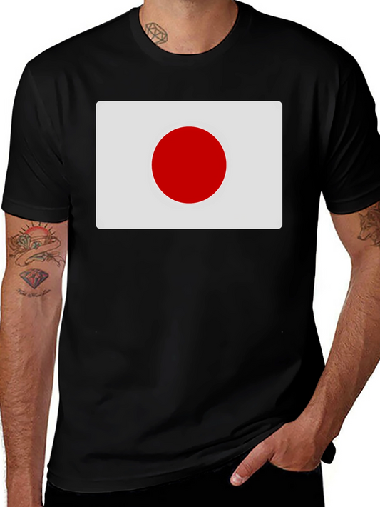 Japan Flag Graphic Tee - Black Cotton T-Shirt