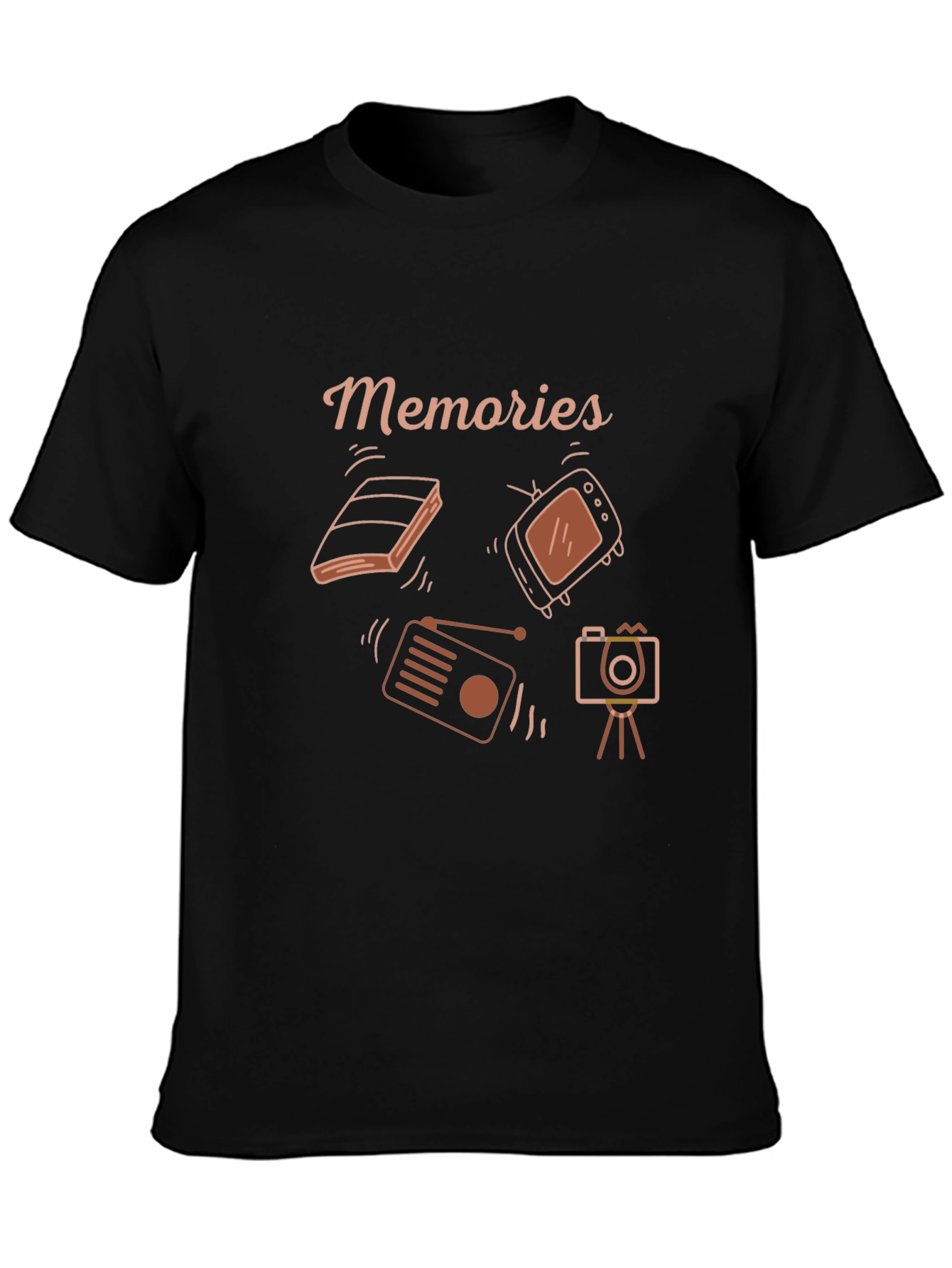 Memories T-Shirt - Retro Media Print Black Tee