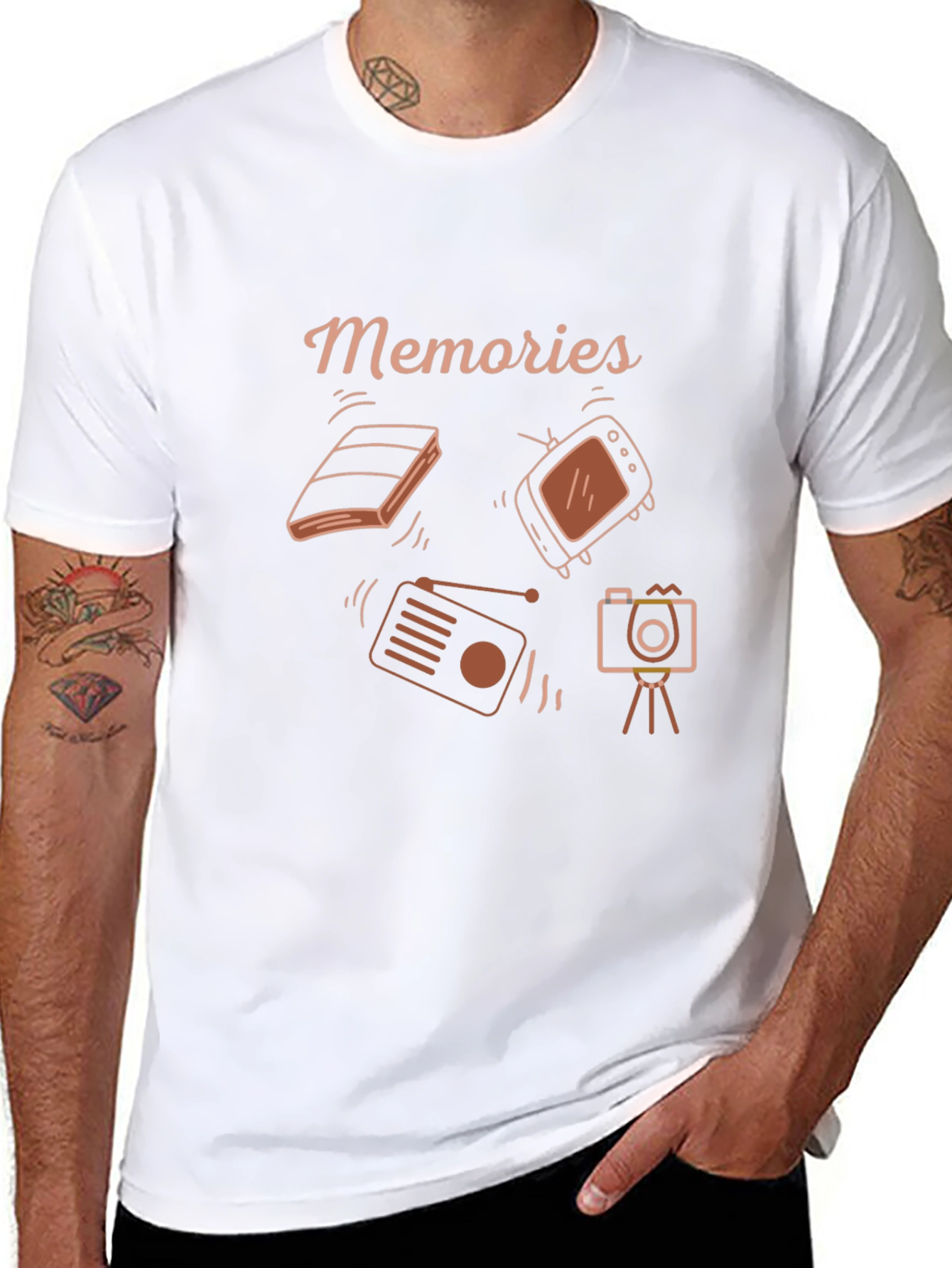 Memories T-Shirt - Retro Media Print Black Tee