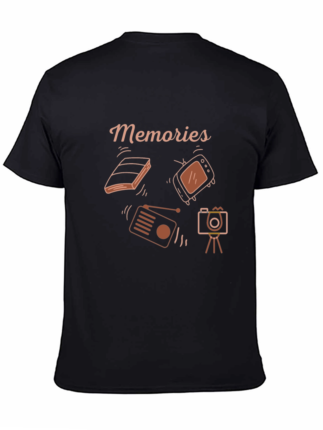 Memories T-Shirt - Retro Media Print Black Tee