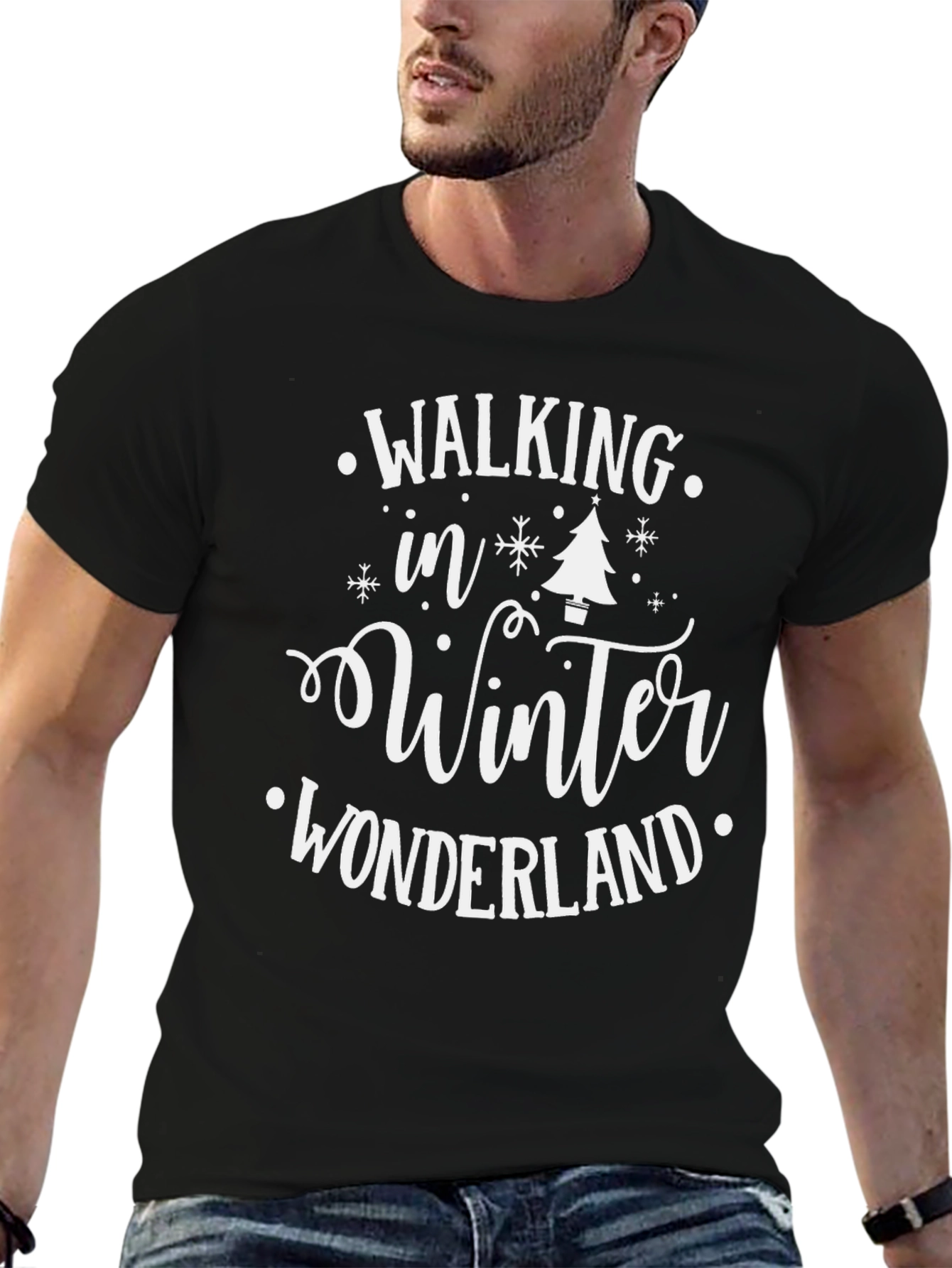 Walking in Winter Wonderland Black Graphic Tee