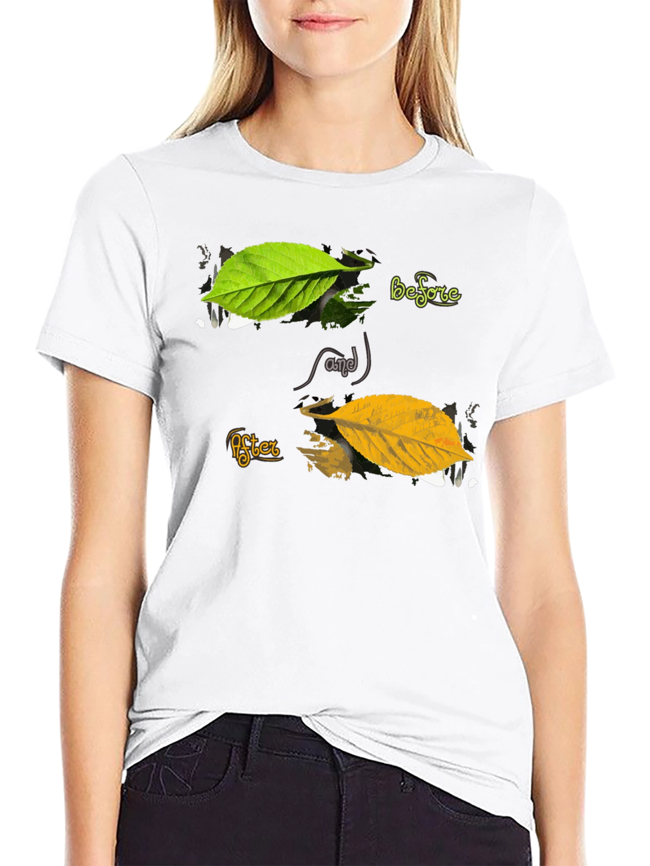 Before and After Leaf T-Shirt - Unique Design
