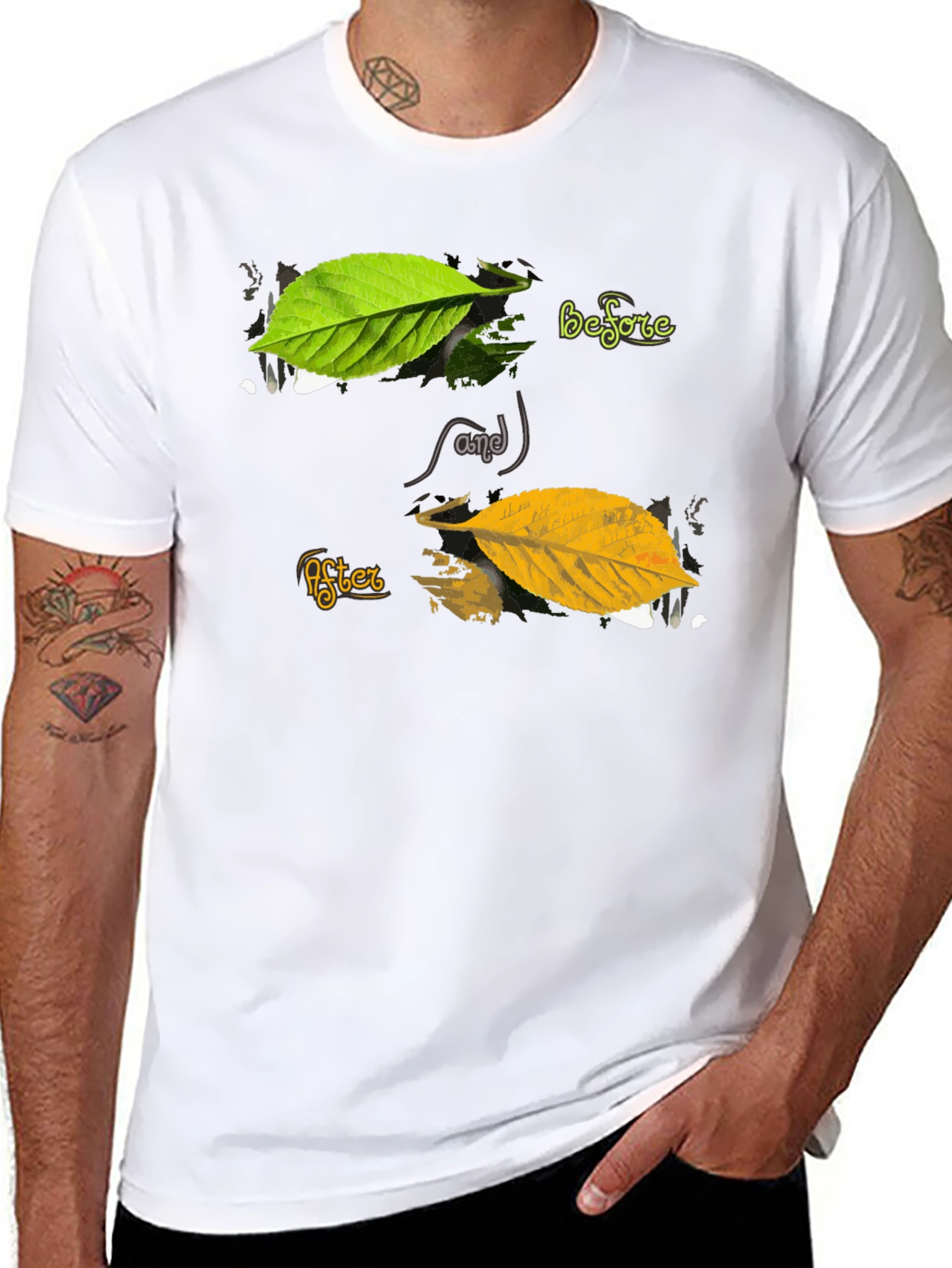Before and After Leaf T-Shirt - Unique Design