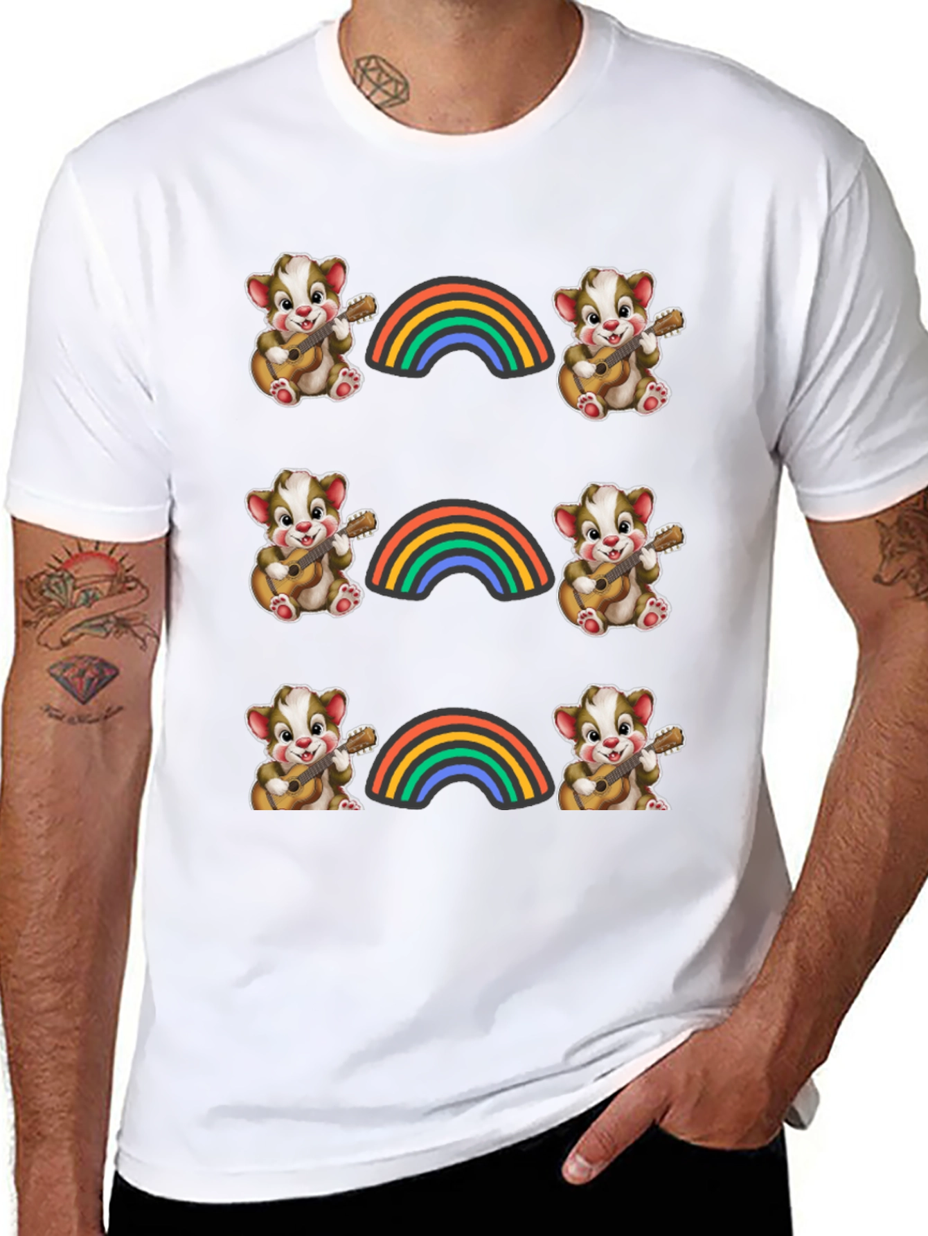 Rainbow Bear Guitarist Graphic Tee