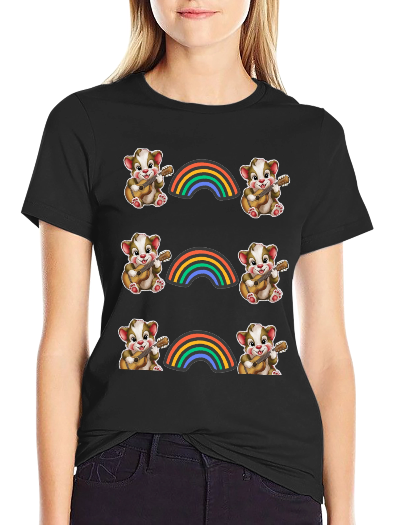 Rainbow Bear Guitarist Graphic Tee
