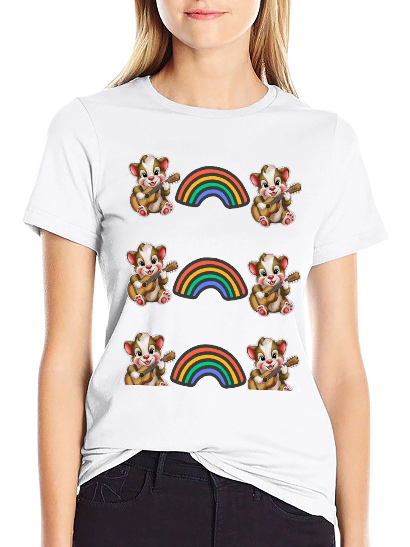 Rainbow Bear Guitarist Graphic Tee