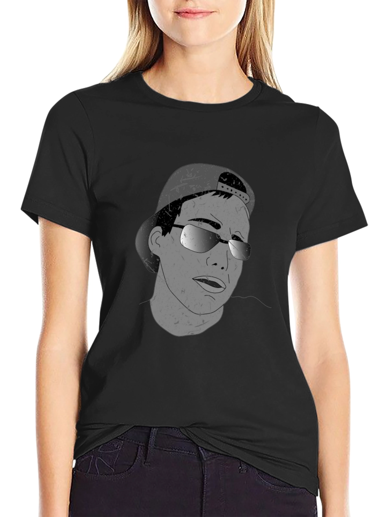Cool Graphic Tee - Man in Cap & Sunglasses