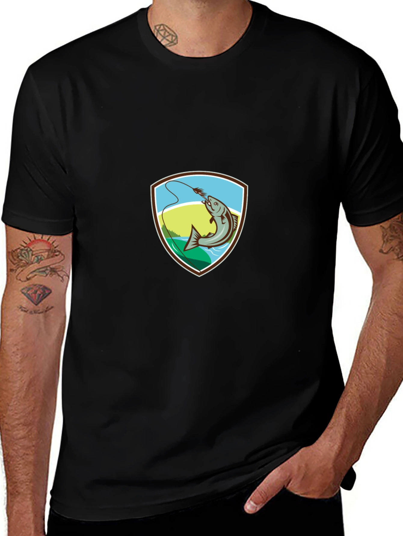 Fishing T-Shirt: Retro Fish Badge