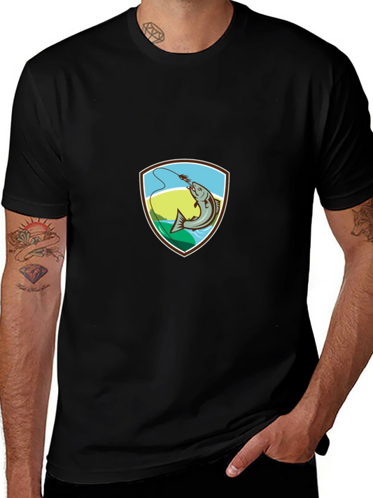 Fishing T-Shirt: Retro Fish Badge