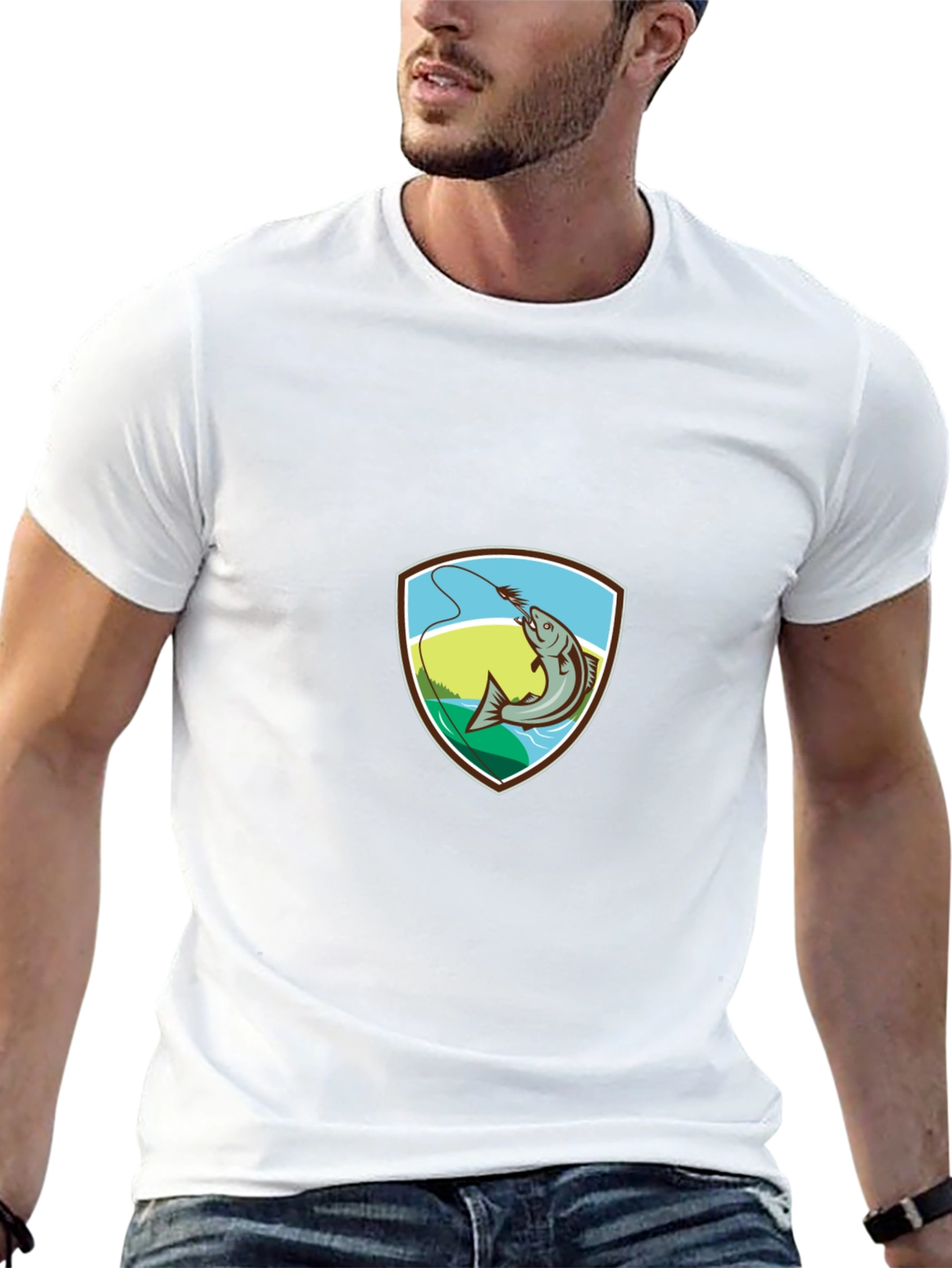 Fishing T-Shirt: Retro Fish Badge