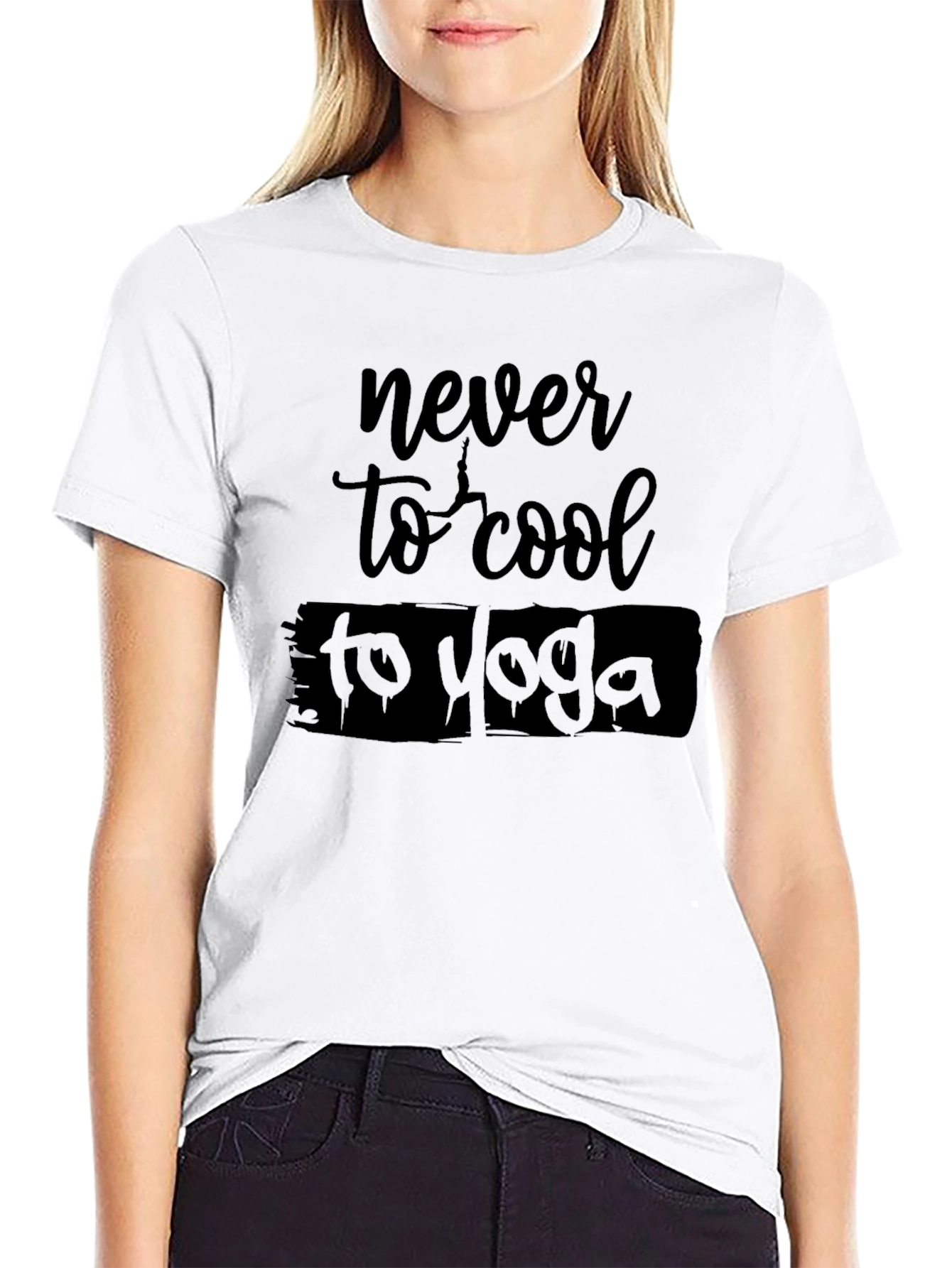 Never Too Cool Yoga Graphic Black T-Shirt