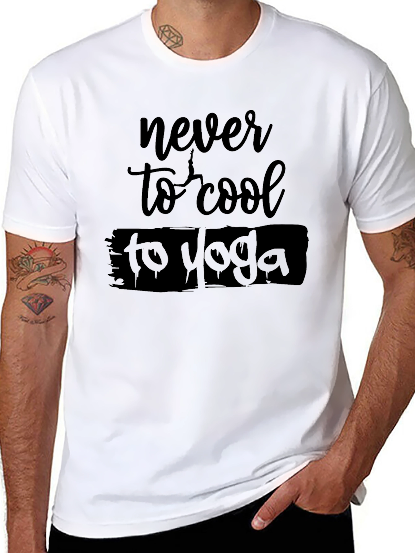 Never Too Cool Yoga Graphic Black T-Shirt
