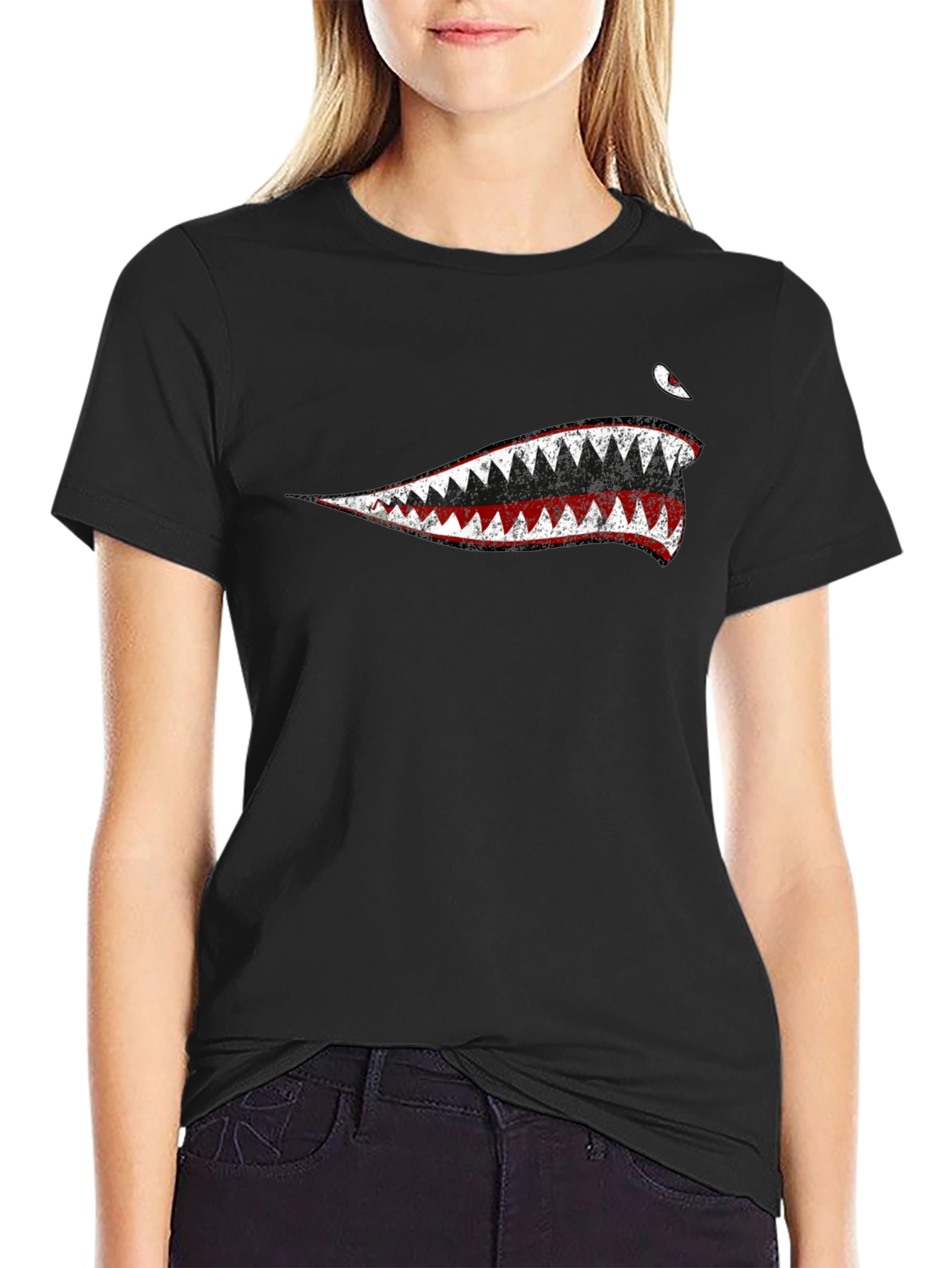 Shark Teeth Graphic Black T-Shirt