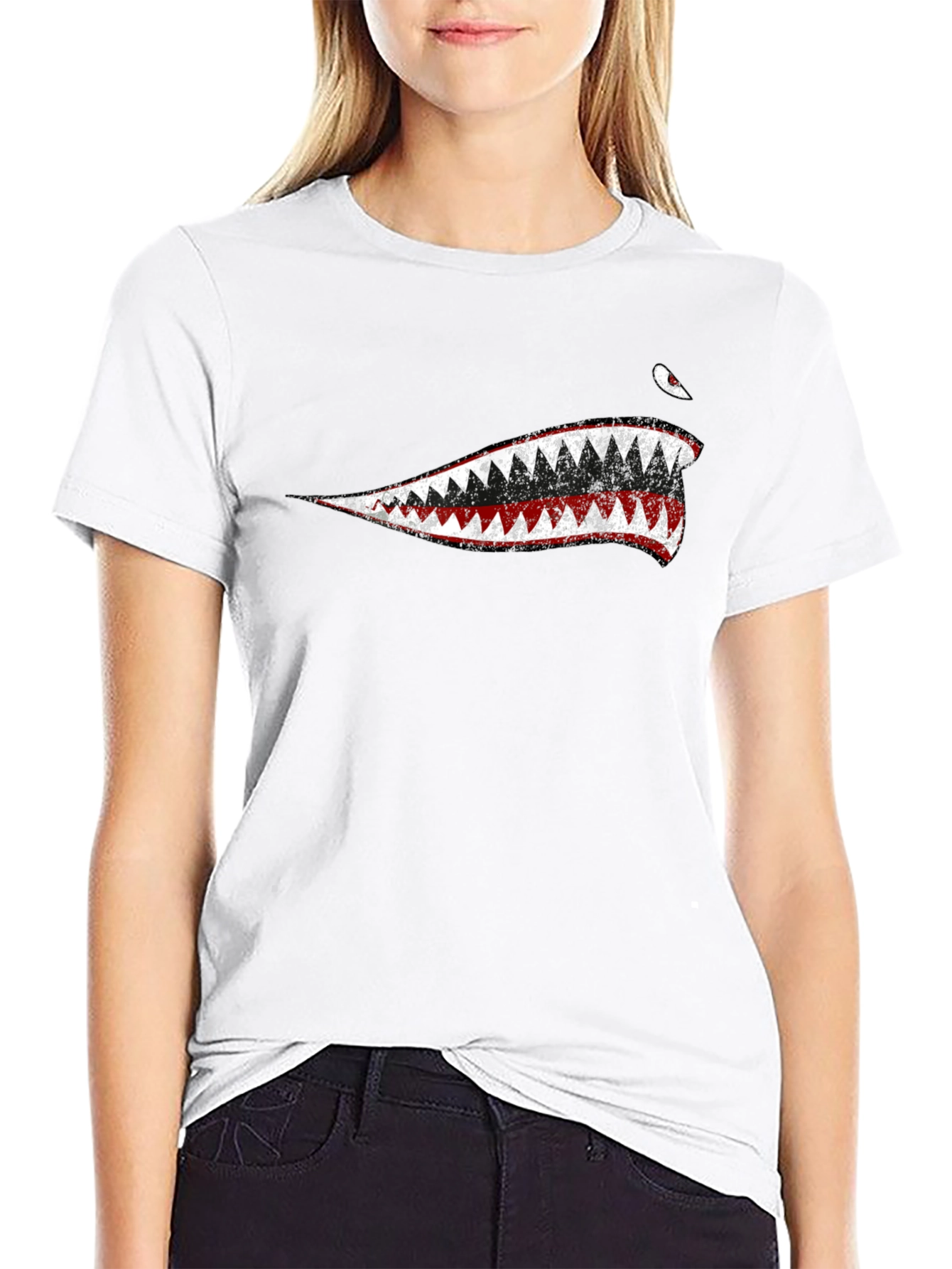 Shark Teeth Graphic Black T-Shirt
