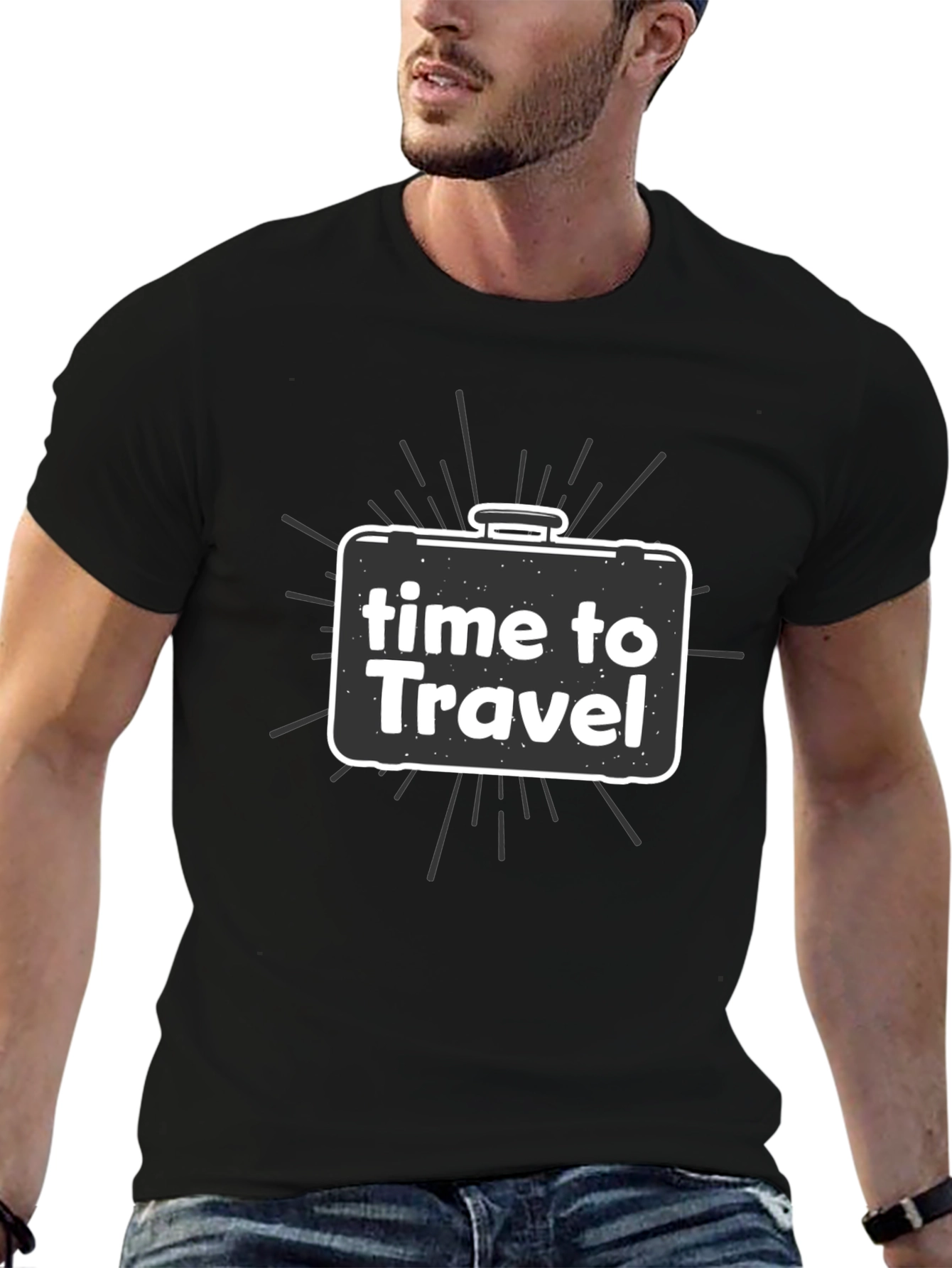 Time to Travel Black Graphic Tee