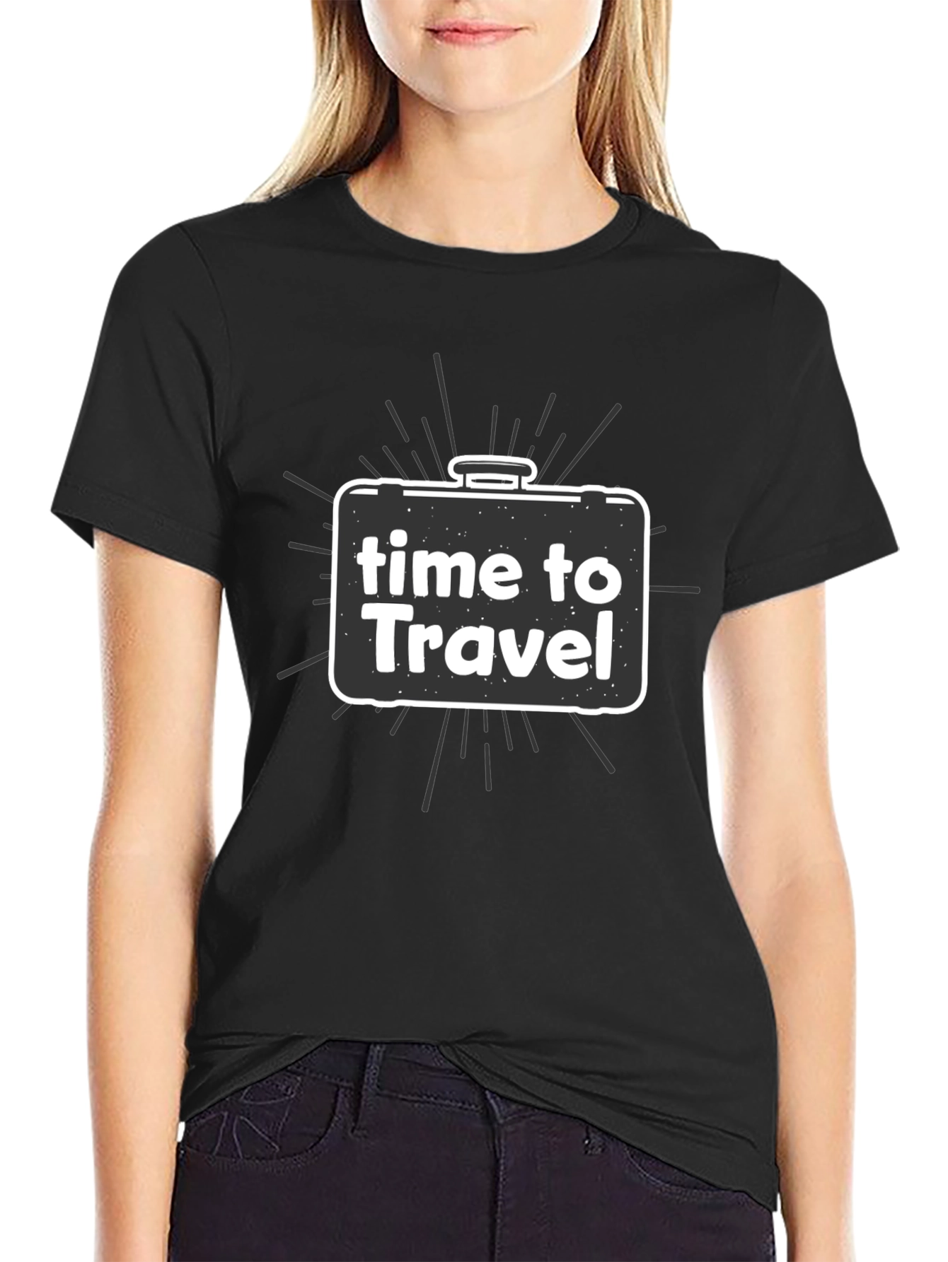 Time to Travel Black Graphic Tee