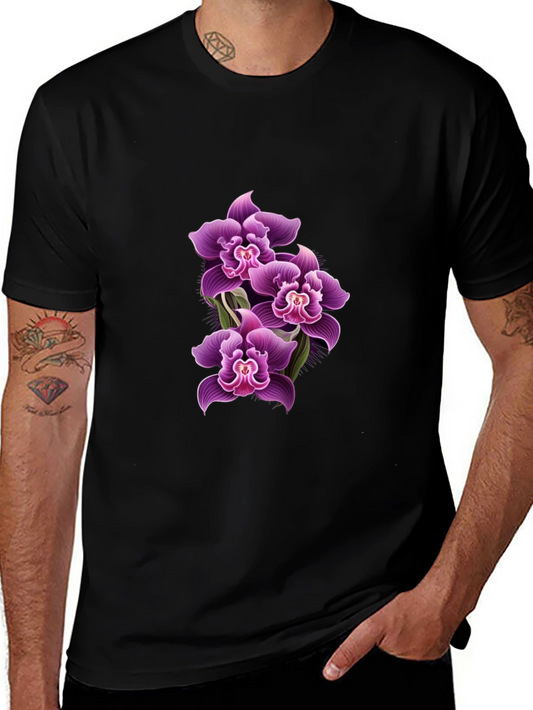 Elegant Orchid Graphic Tee - Soft Cotton Comfort