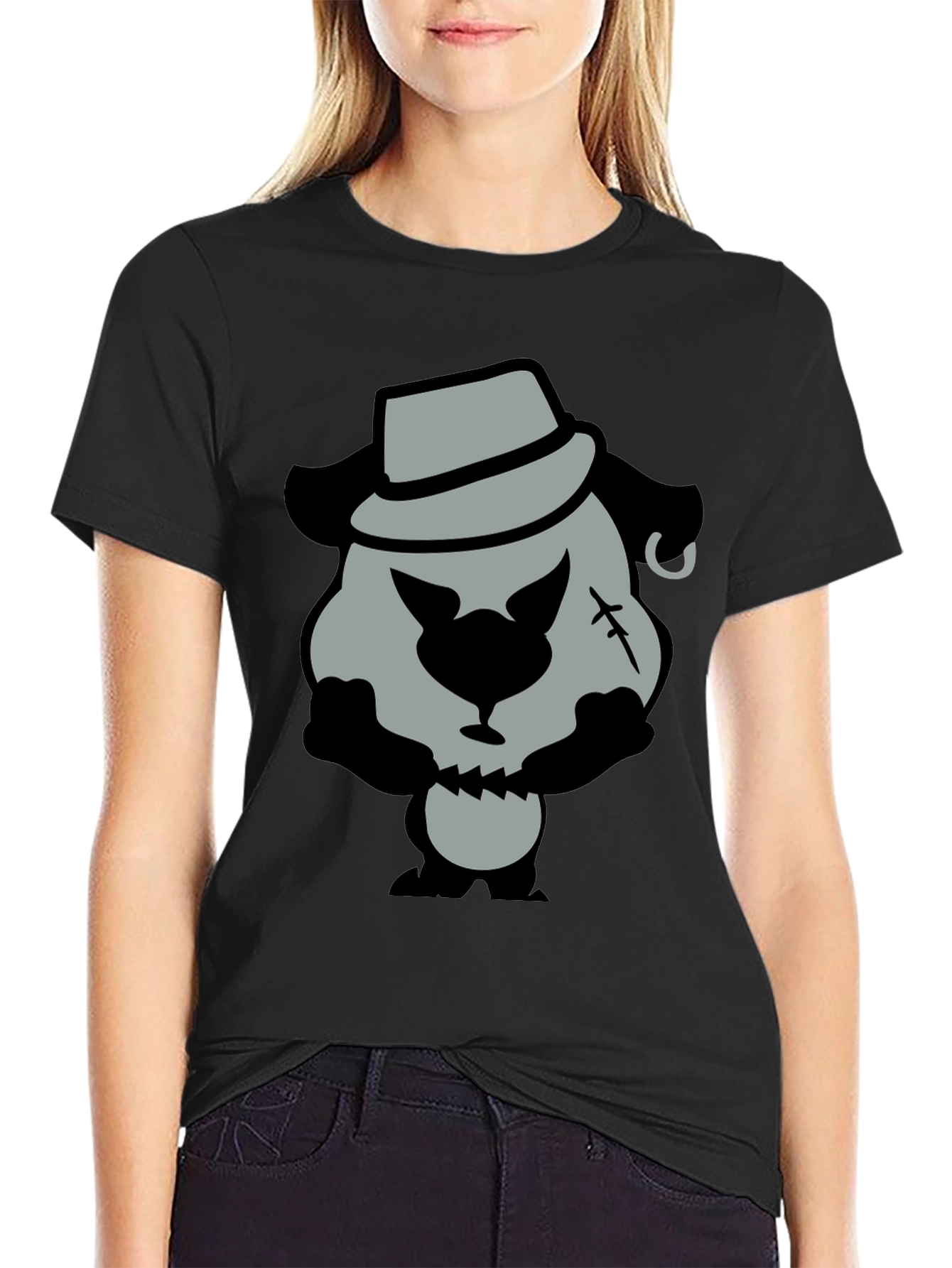 Cartoon Gangster Bear Graphic T-Shirt