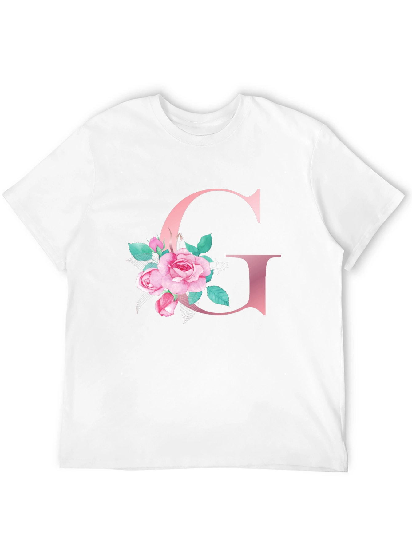 Floral Letter G Black T-Shirt