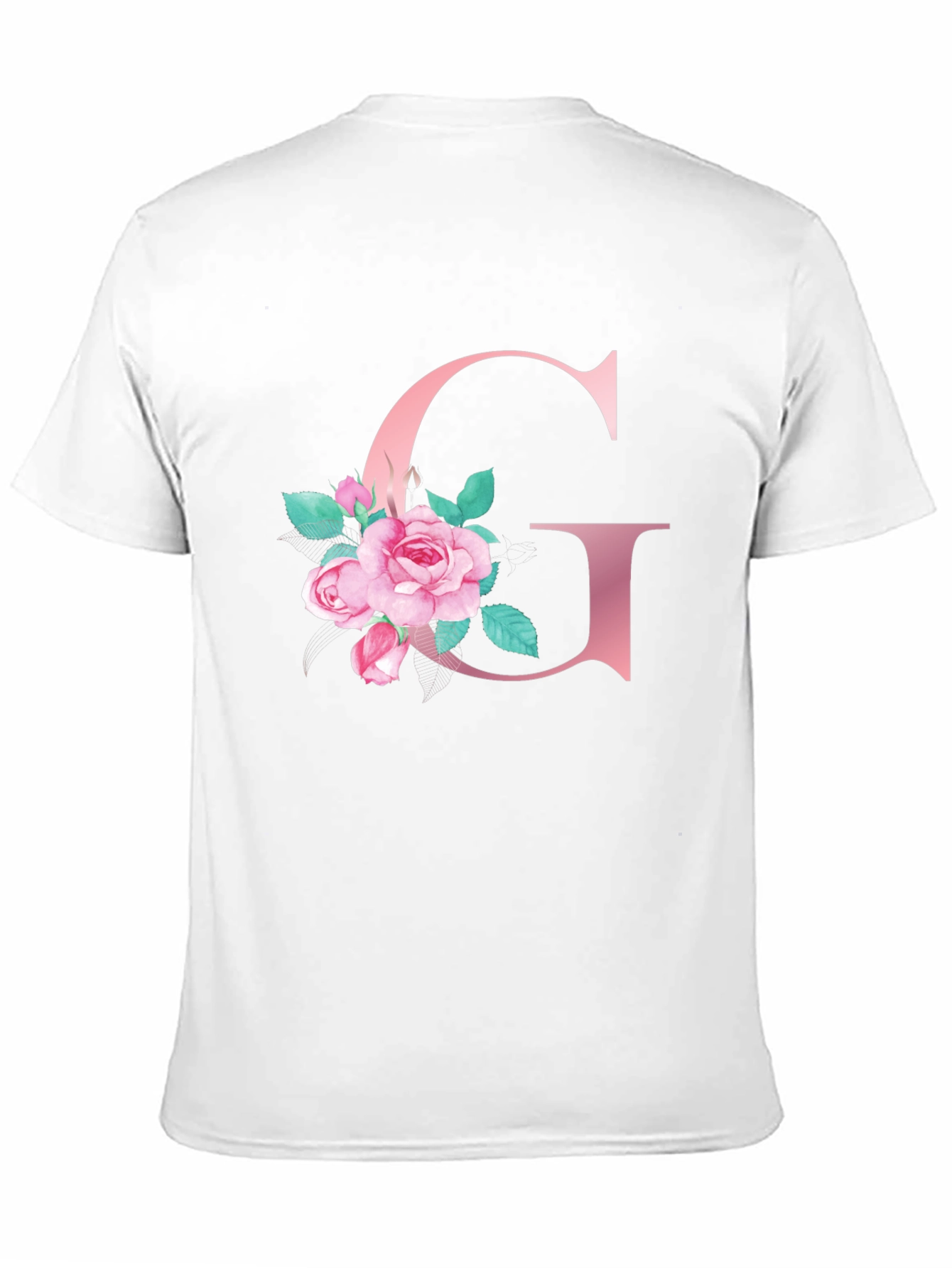 Floral Letter G Black T-Shirt