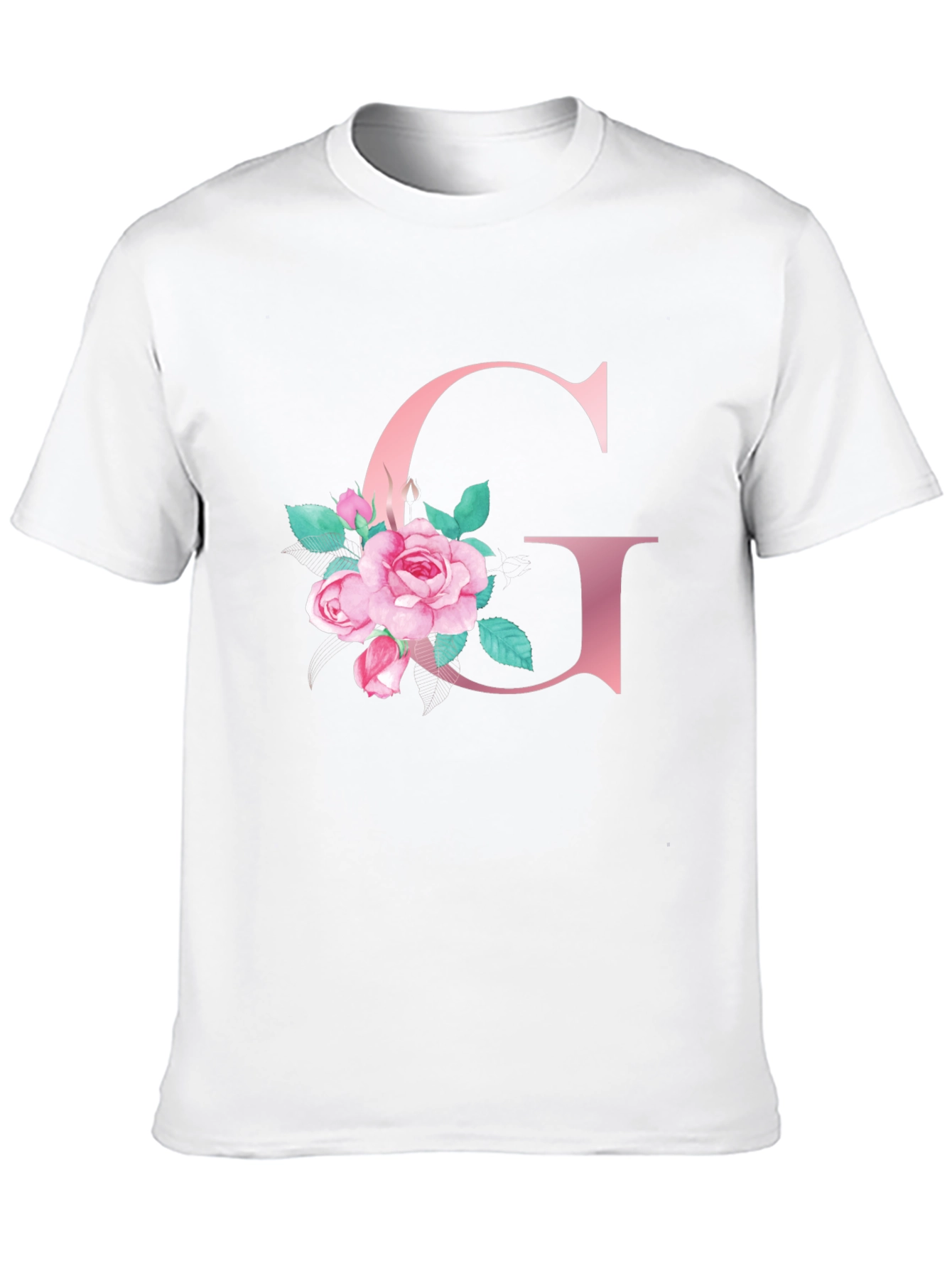 Floral Letter G Black T-Shirt